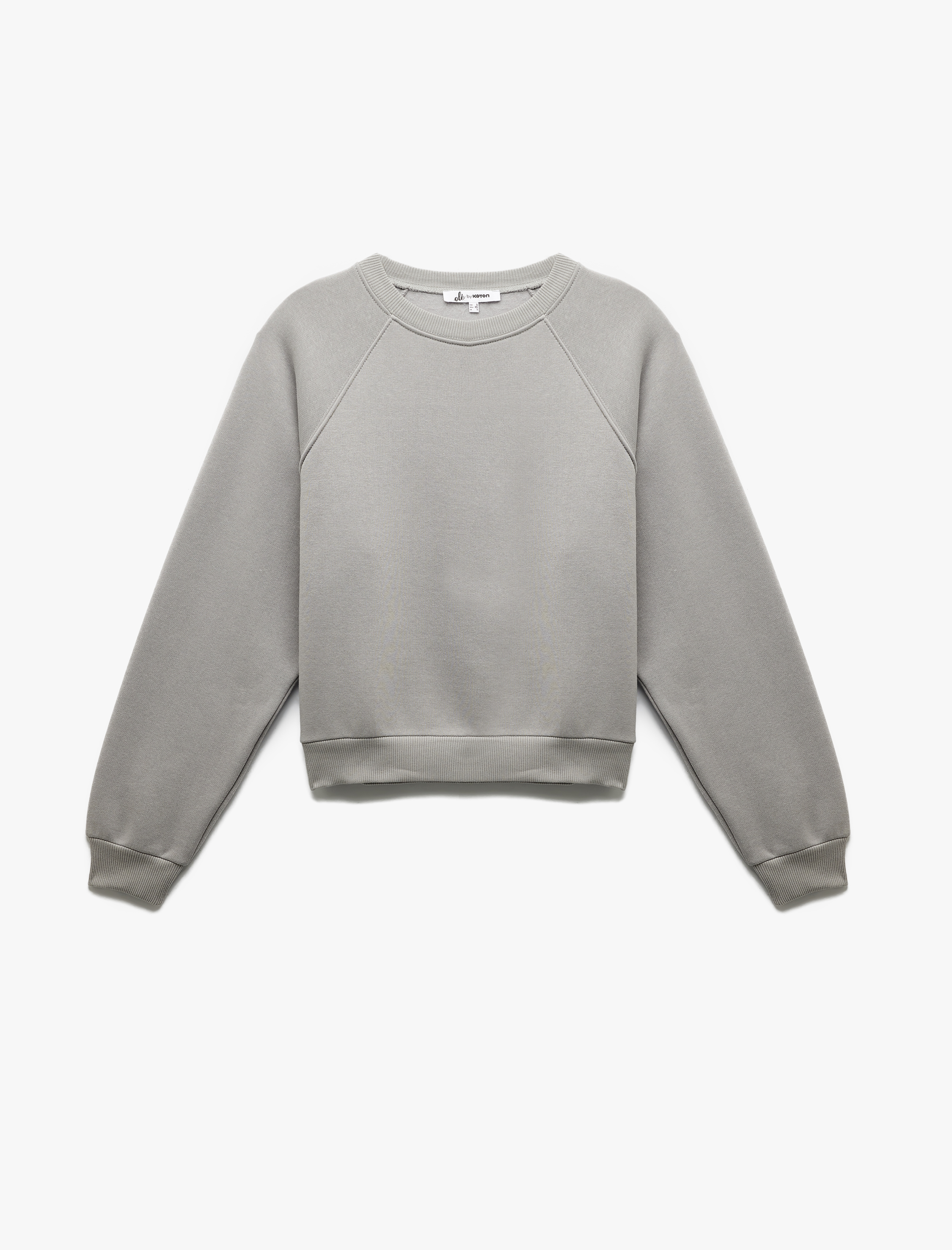   Pamuklu Bisiklet Yaka Şardonlu Sweatshirt