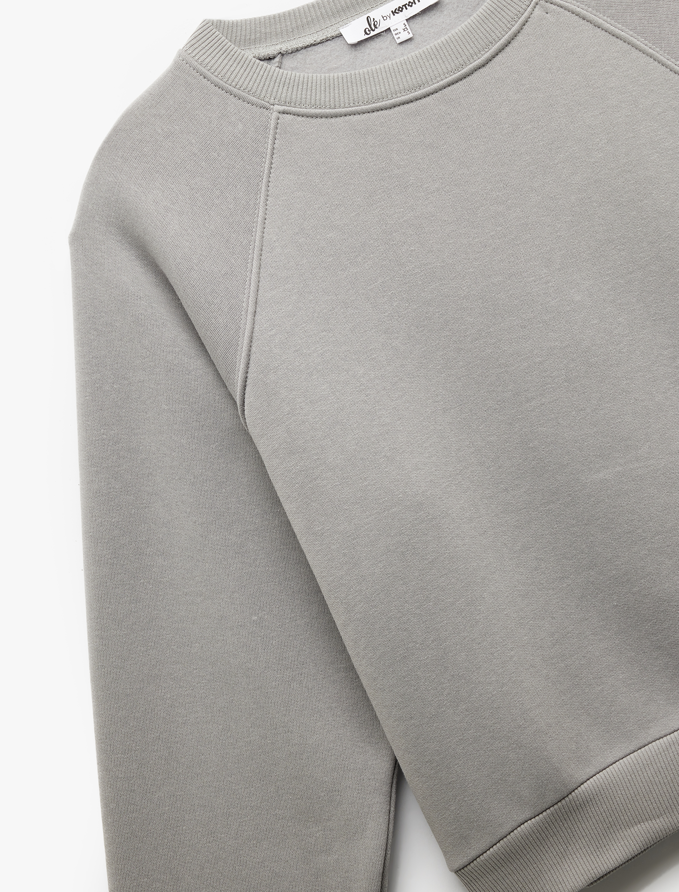   Pamuklu Bisiklet Yaka Şardonlu Sweatshirt