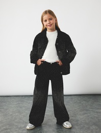 Pamuklu Cepli Geniş Paça  Denim Pantolon