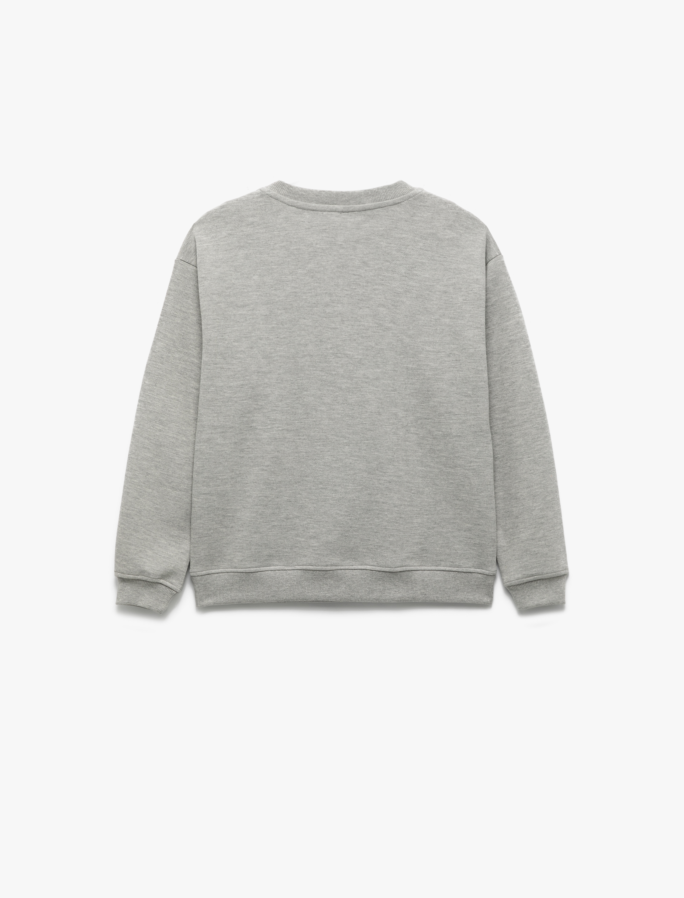  Erkek Çocuk İşleme Detaylı Uzun Kollu Bisiklet Yaka Oversize Sweatshirt