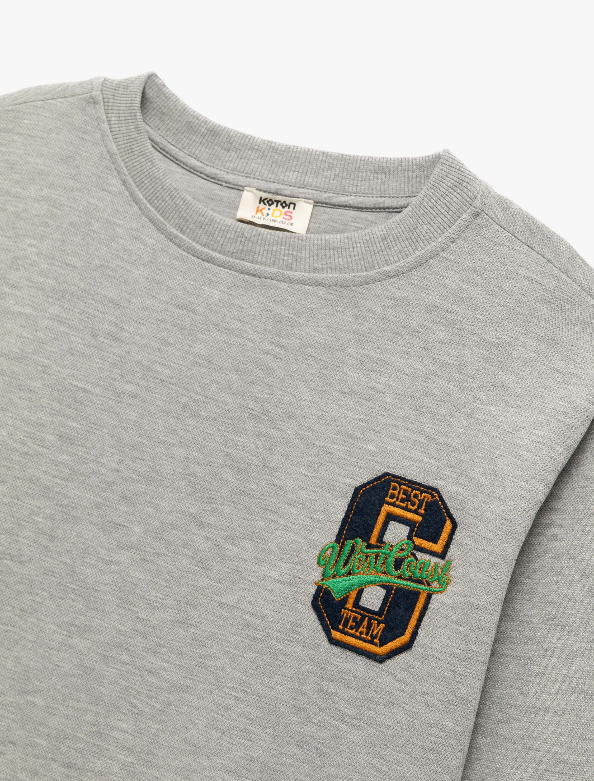  Erkek Çocuk İşleme Detaylı Uzun Kollu Bisiklet Yaka Oversize Sweatshirt