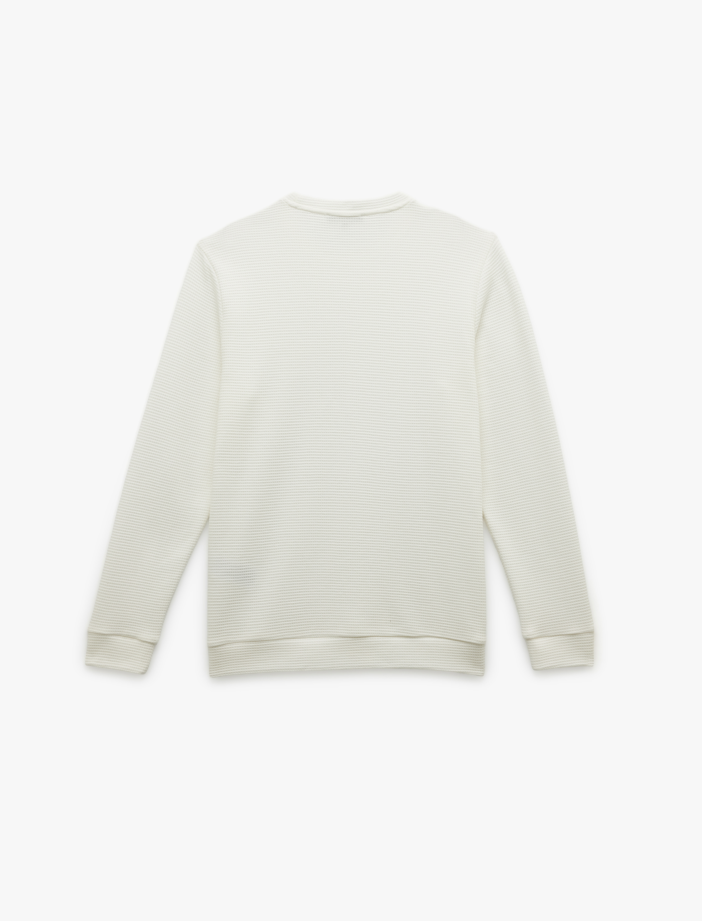   Pamuklu Uzun Kollu Dokulu Basic Bisiklet Yaka Sweatshirt