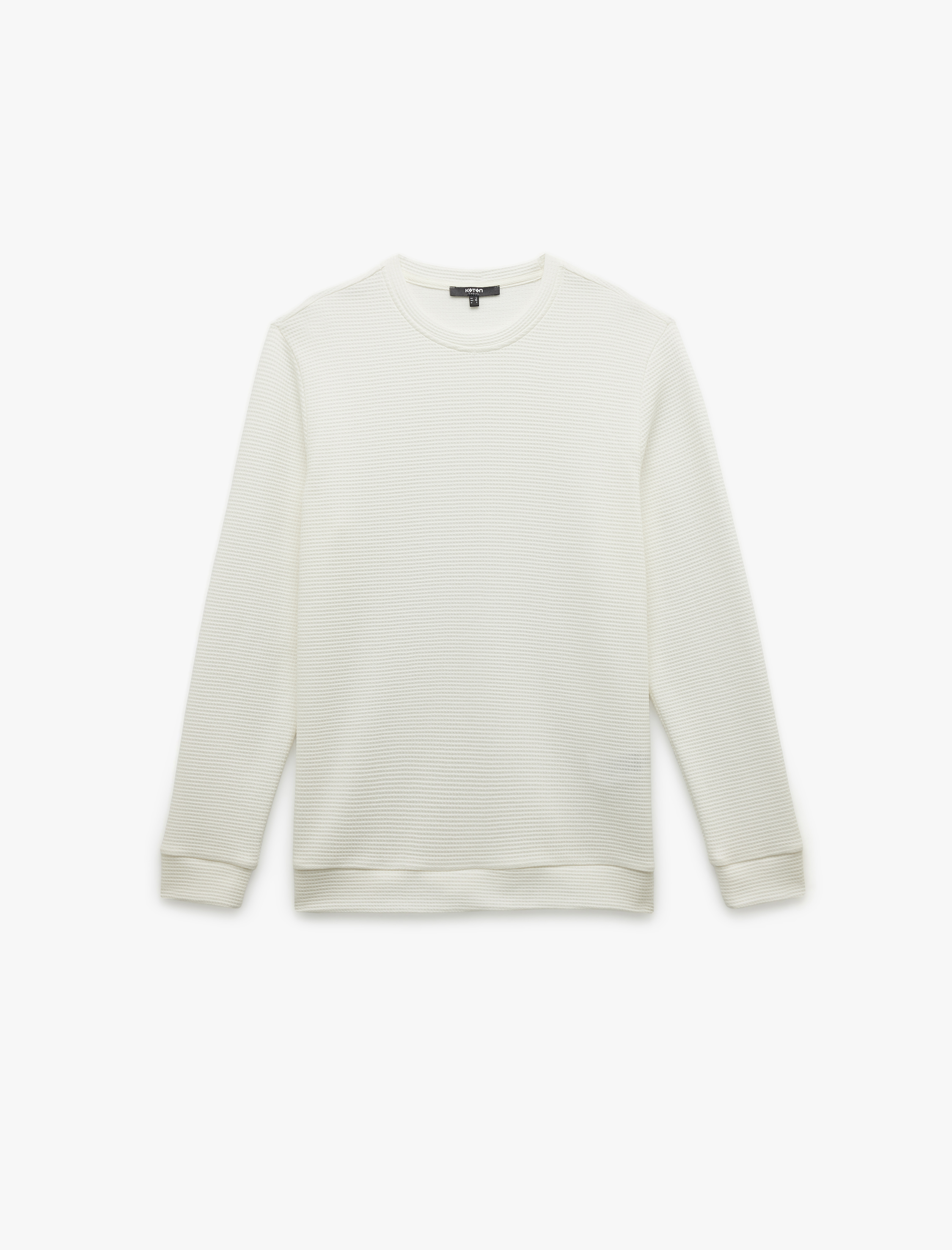   Pamuklu Uzun Kollu Dokulu Basic Bisiklet Yaka Sweatshirt