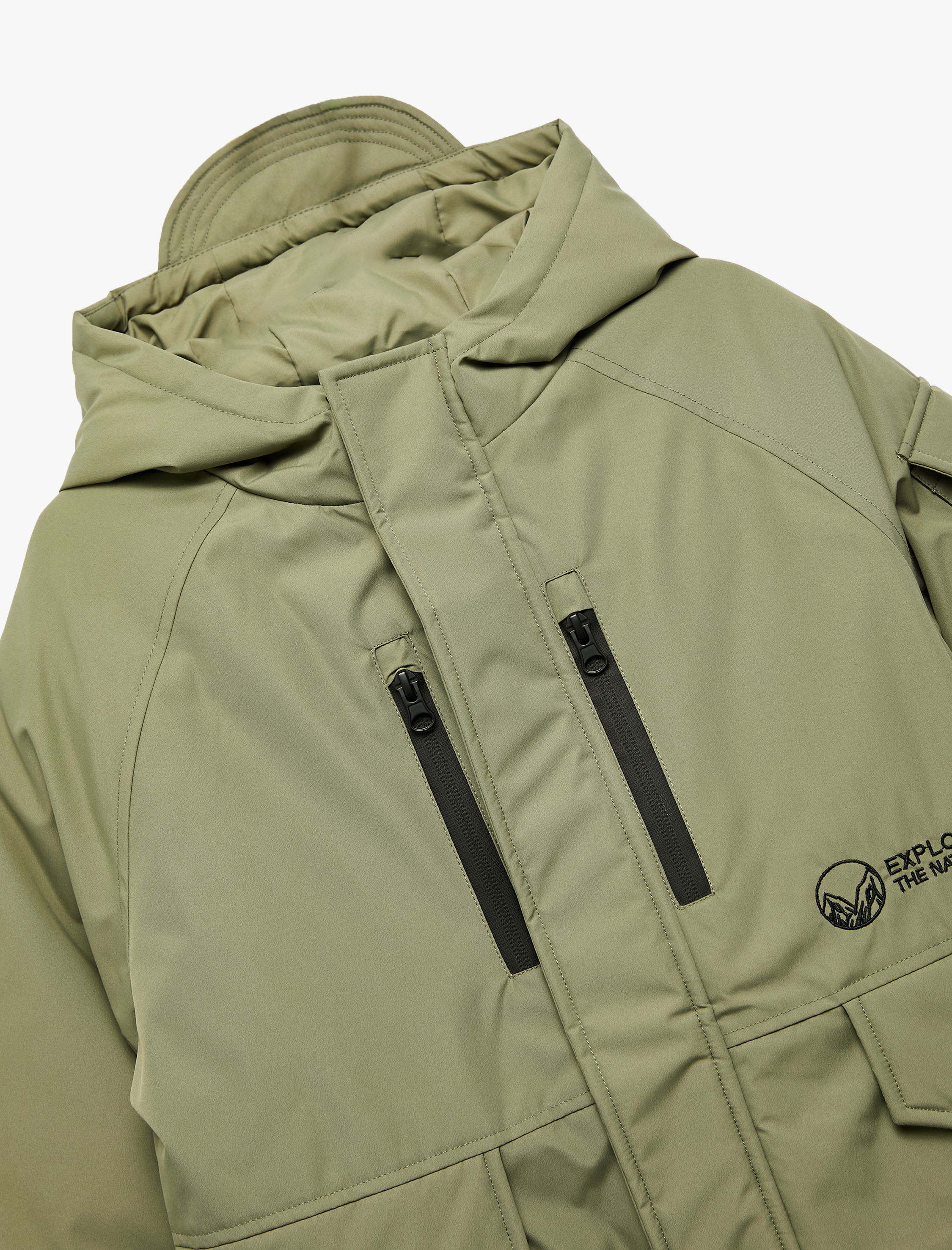  Erkek Çocuk Uzun Kollu Fermuarlı Cepli Kapşonlu Mont