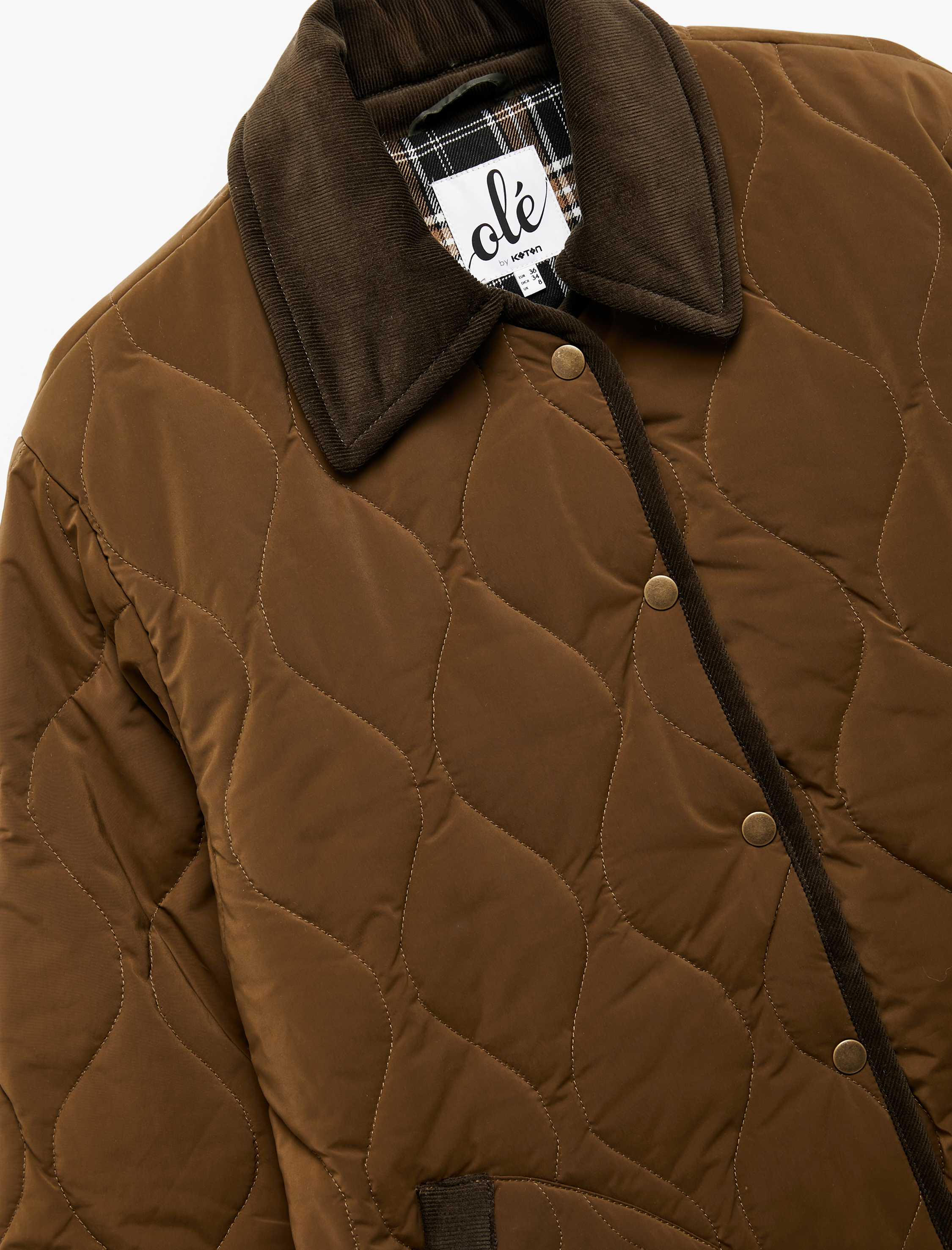   Uzun Kollu Klasik Yaka Çıtçıt Düğmeli Cepli Kapitone Ceket