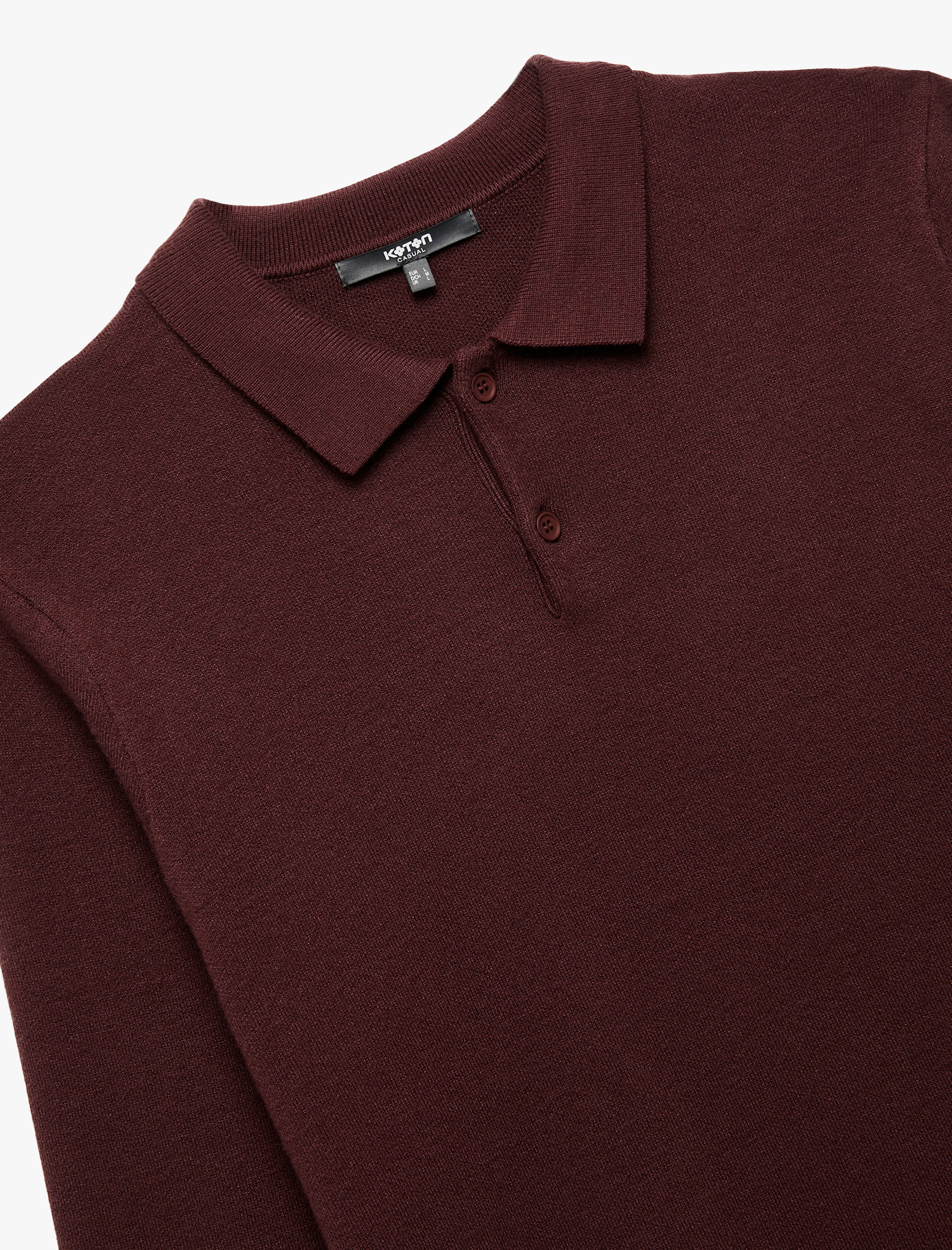   Uzun Kollu Düğmeli Polo Yaka Triko Kazak