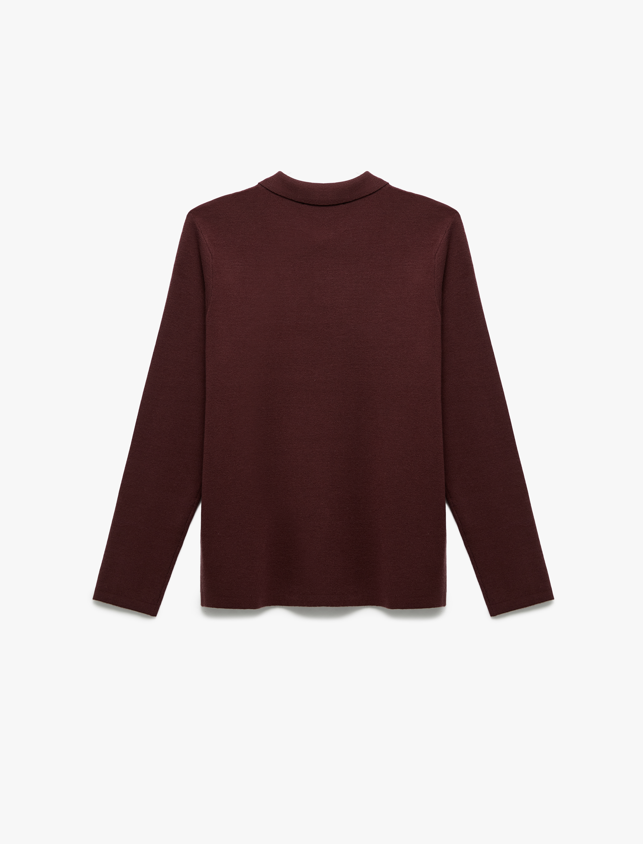   Uzun Kollu Düğmeli Polo Yaka Triko Kazak