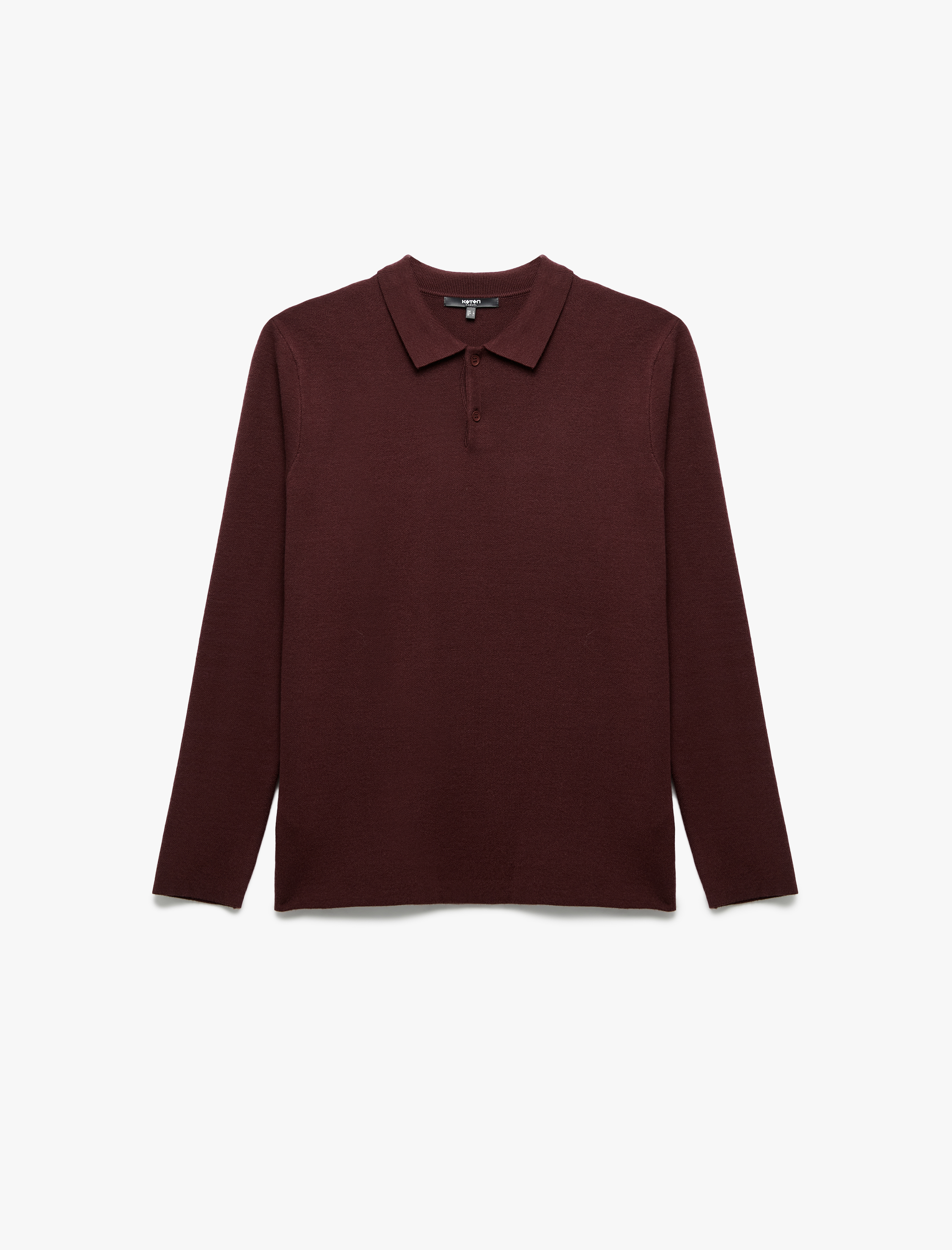   Uzun Kollu Düğmeli Polo Yaka Triko Kazak