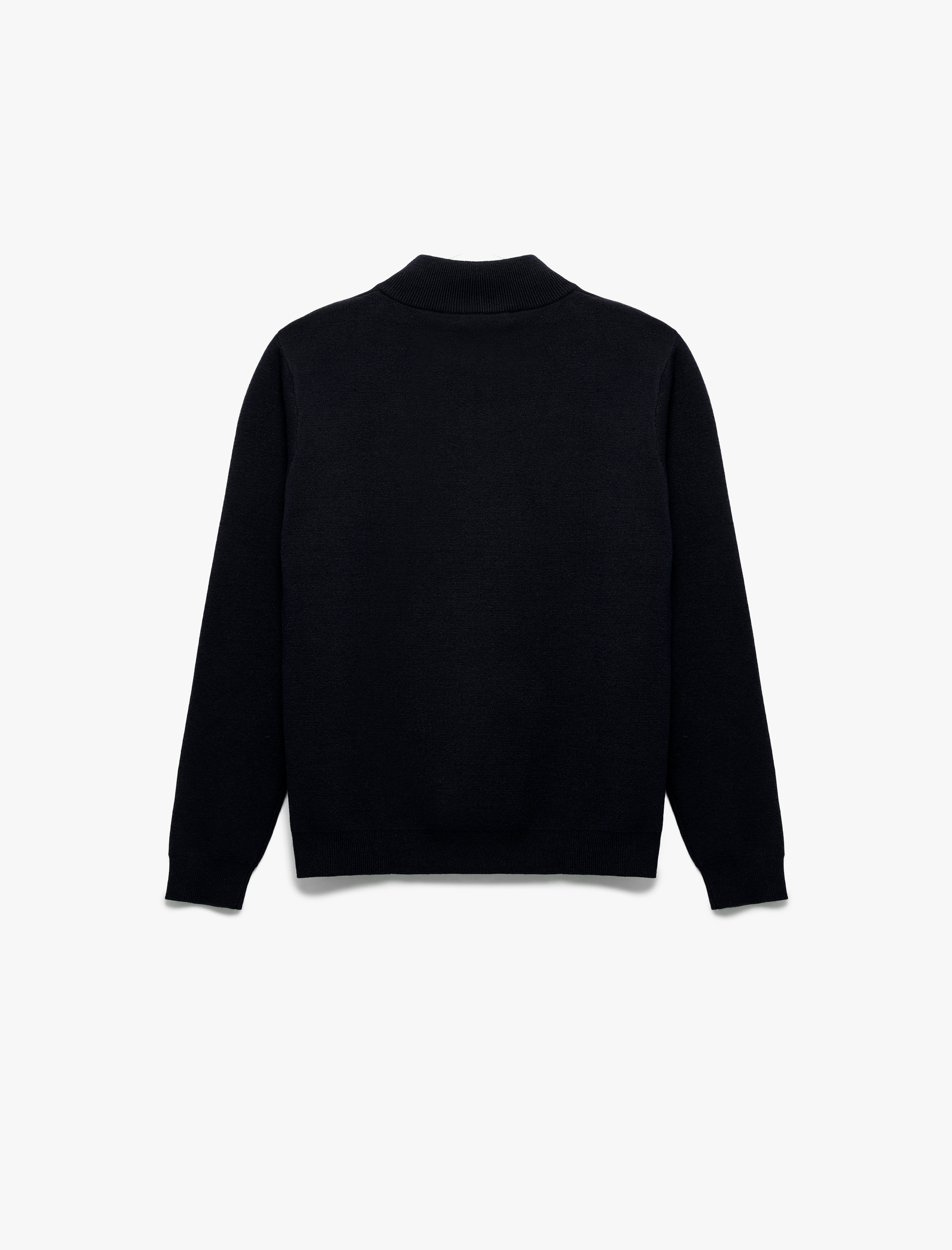   Uzun Kollu Viskon Karışımlı Yarım Fermuarlı Triko Kazak