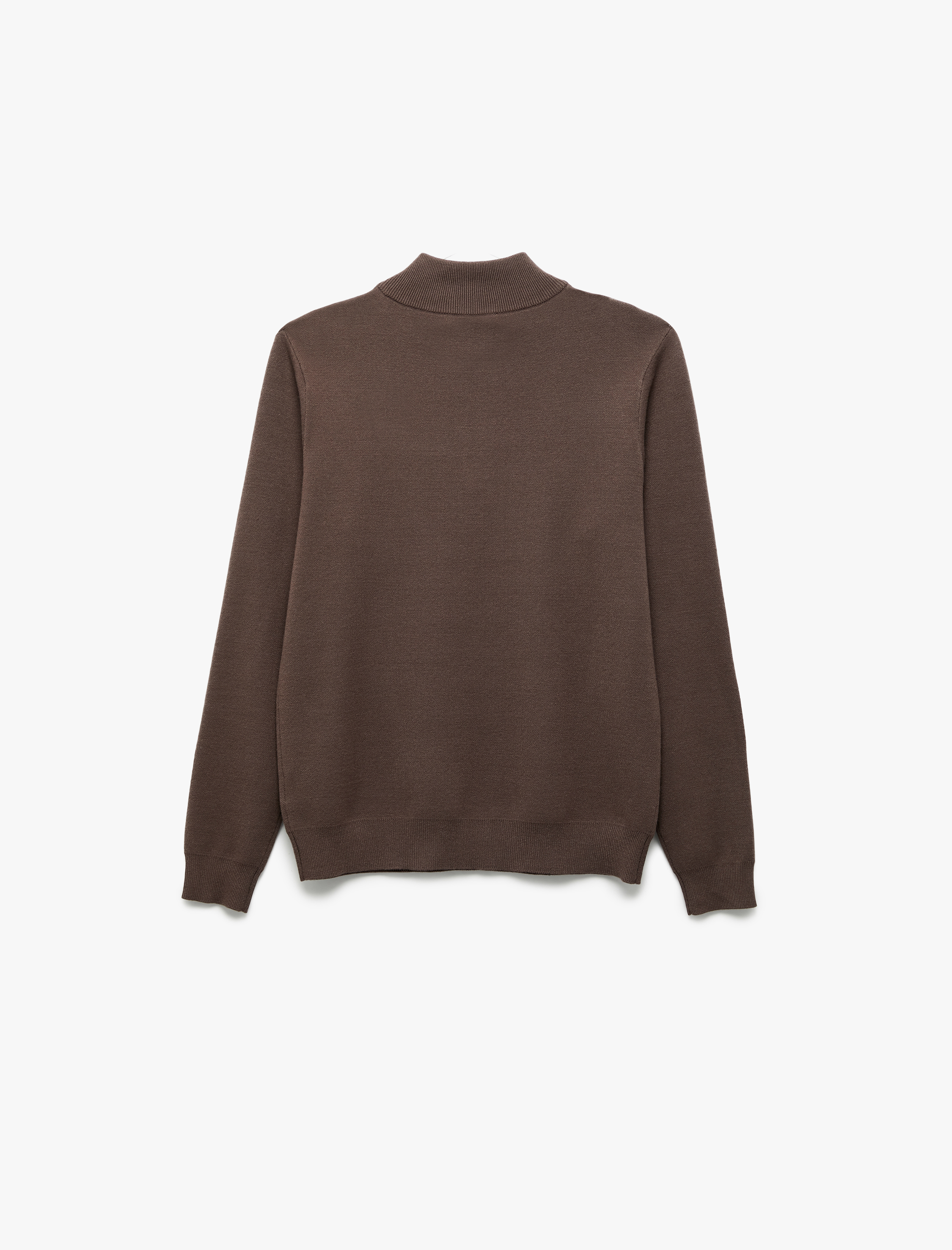   Uzun Kollu Viskon Karışımlı Yarım Fermuarlı Triko Kazak