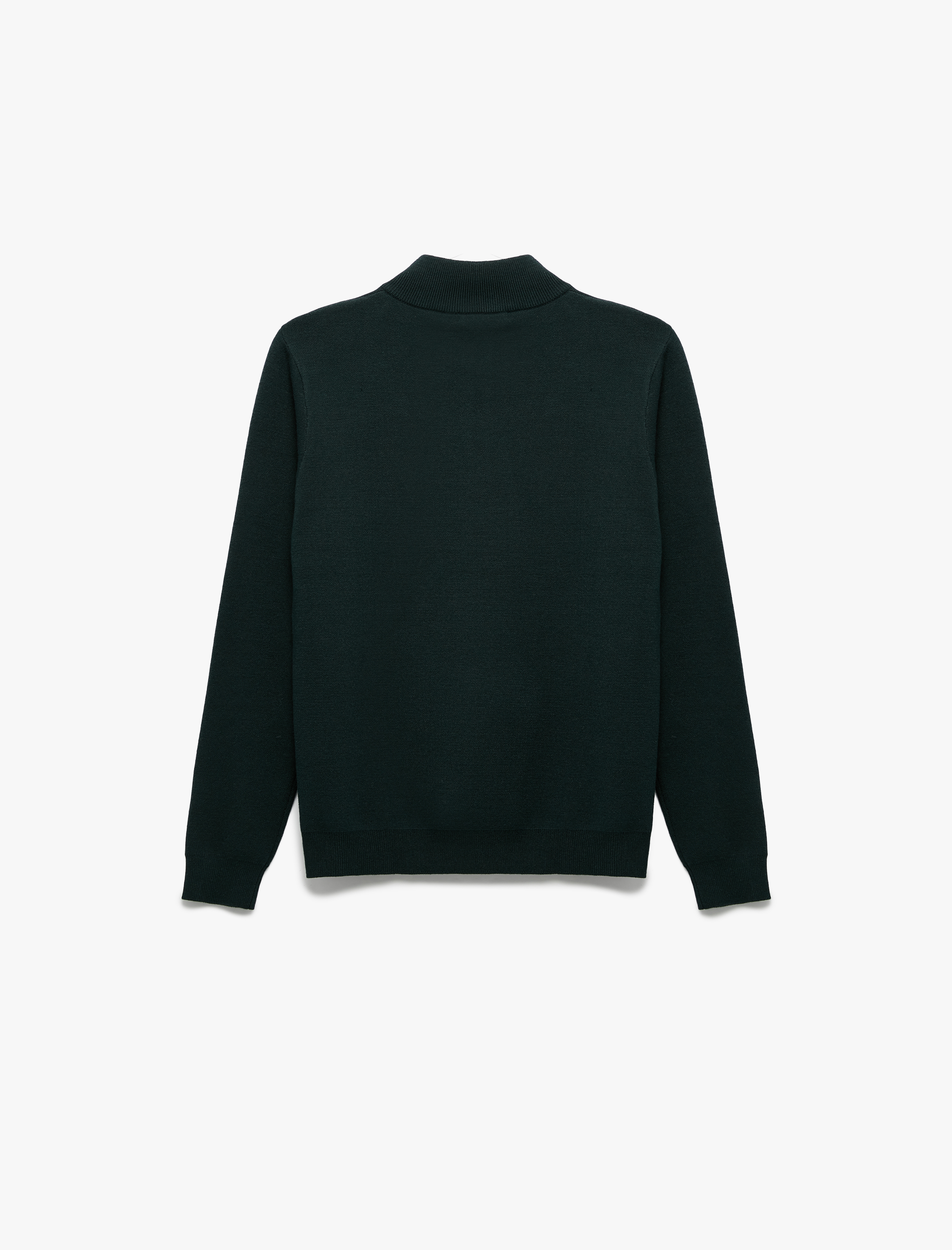   Uzun Kollu Viskon Karışımlı Yarım Fermuarlı Triko Kazak