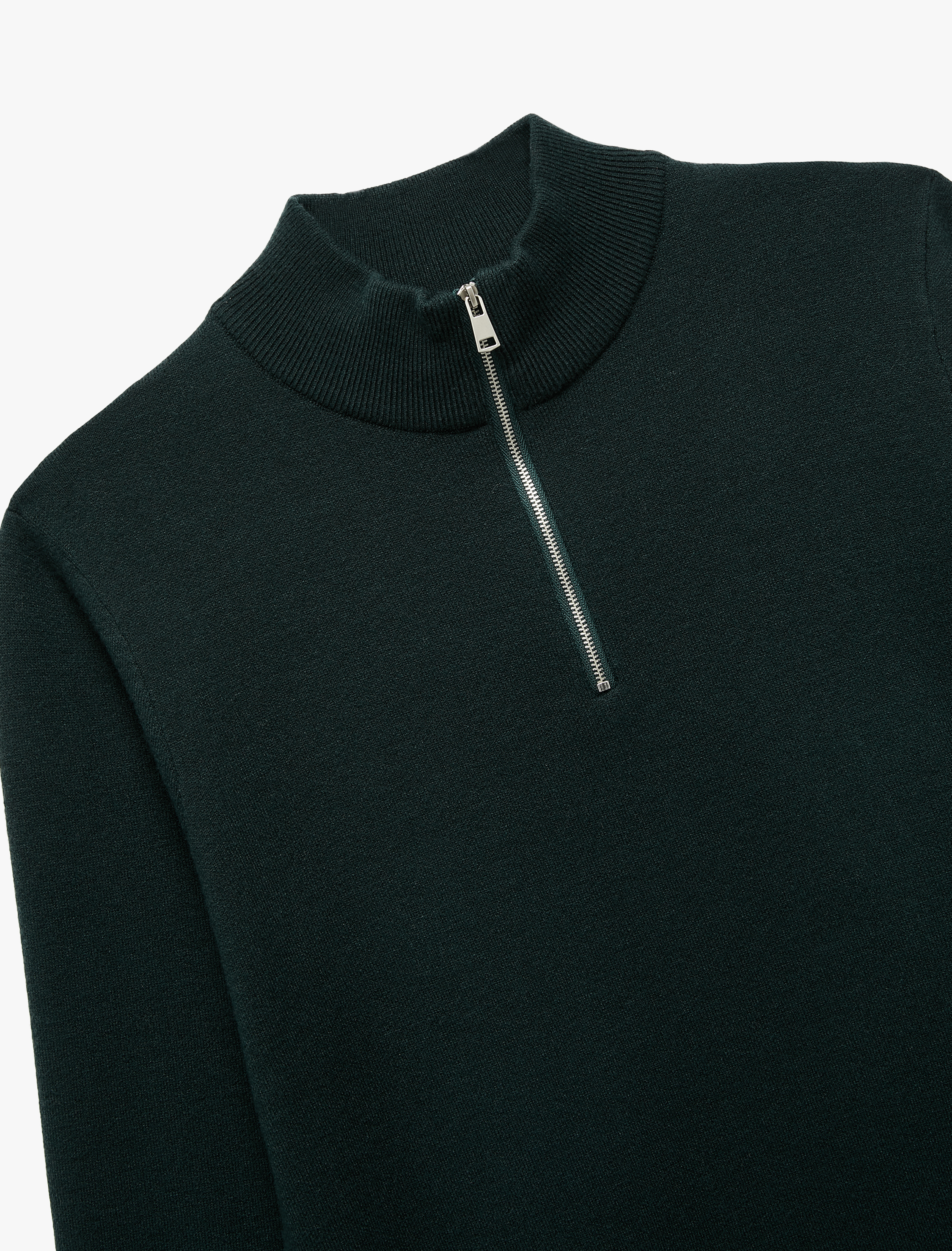   Uzun Kollu Viskon Karışımlı Yarım Fermuarlı Triko Kazak