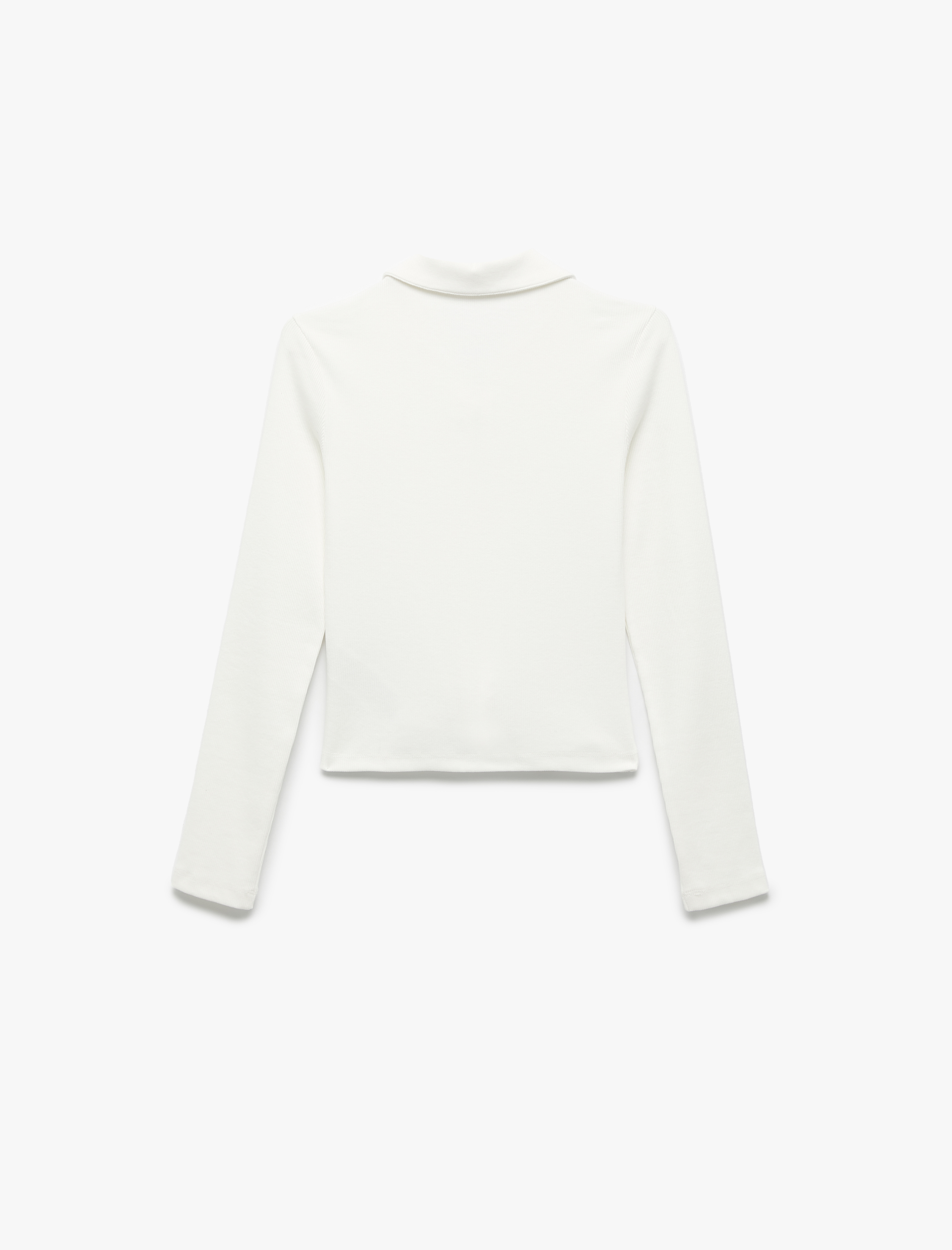   Fermuarlı Slim Fit Gömlek Yaka Kaşkorse Uzun Kollu Tişört