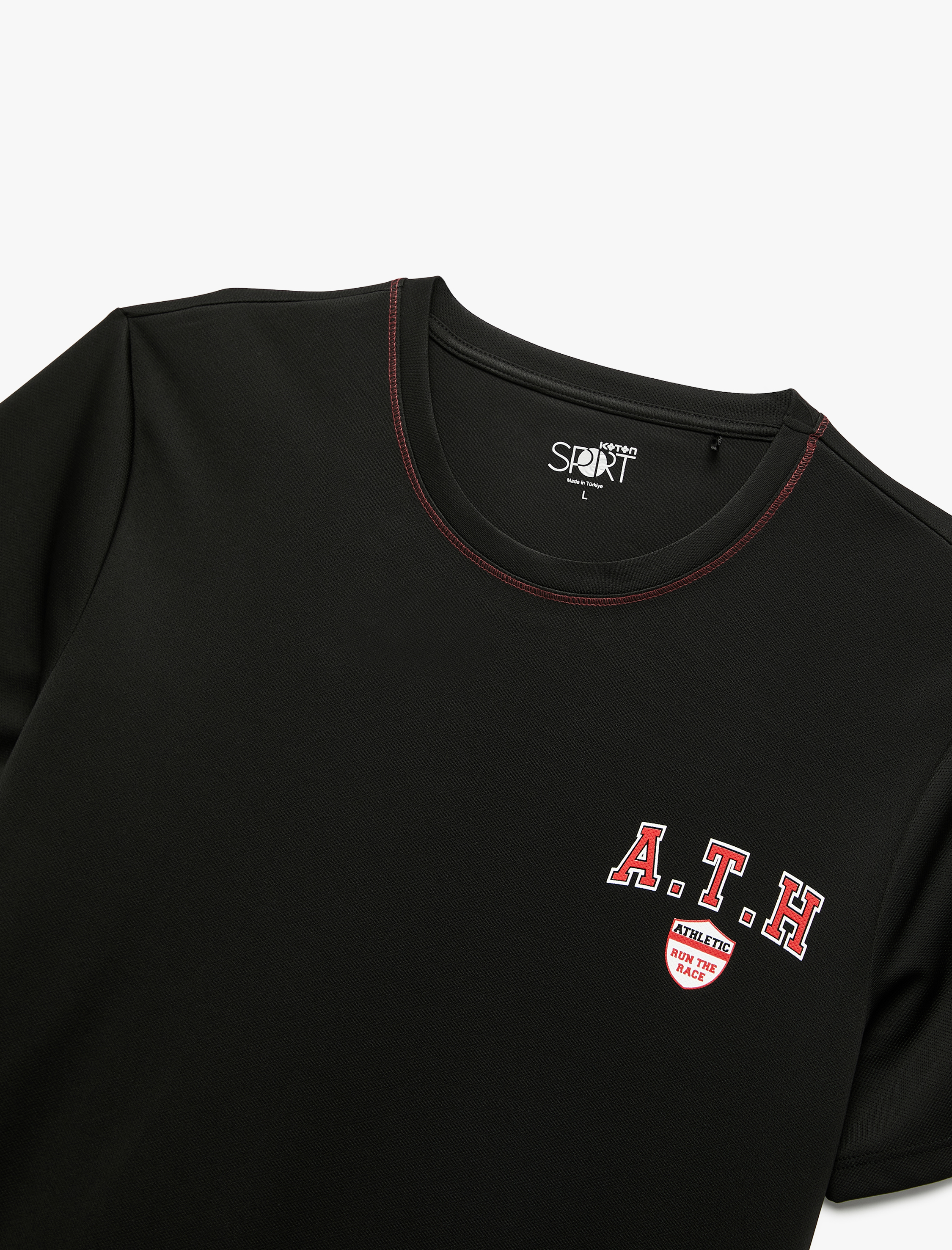   Kısa Kollu Regular Fit Bisiklet Yaka Baskılı Spor Tişört