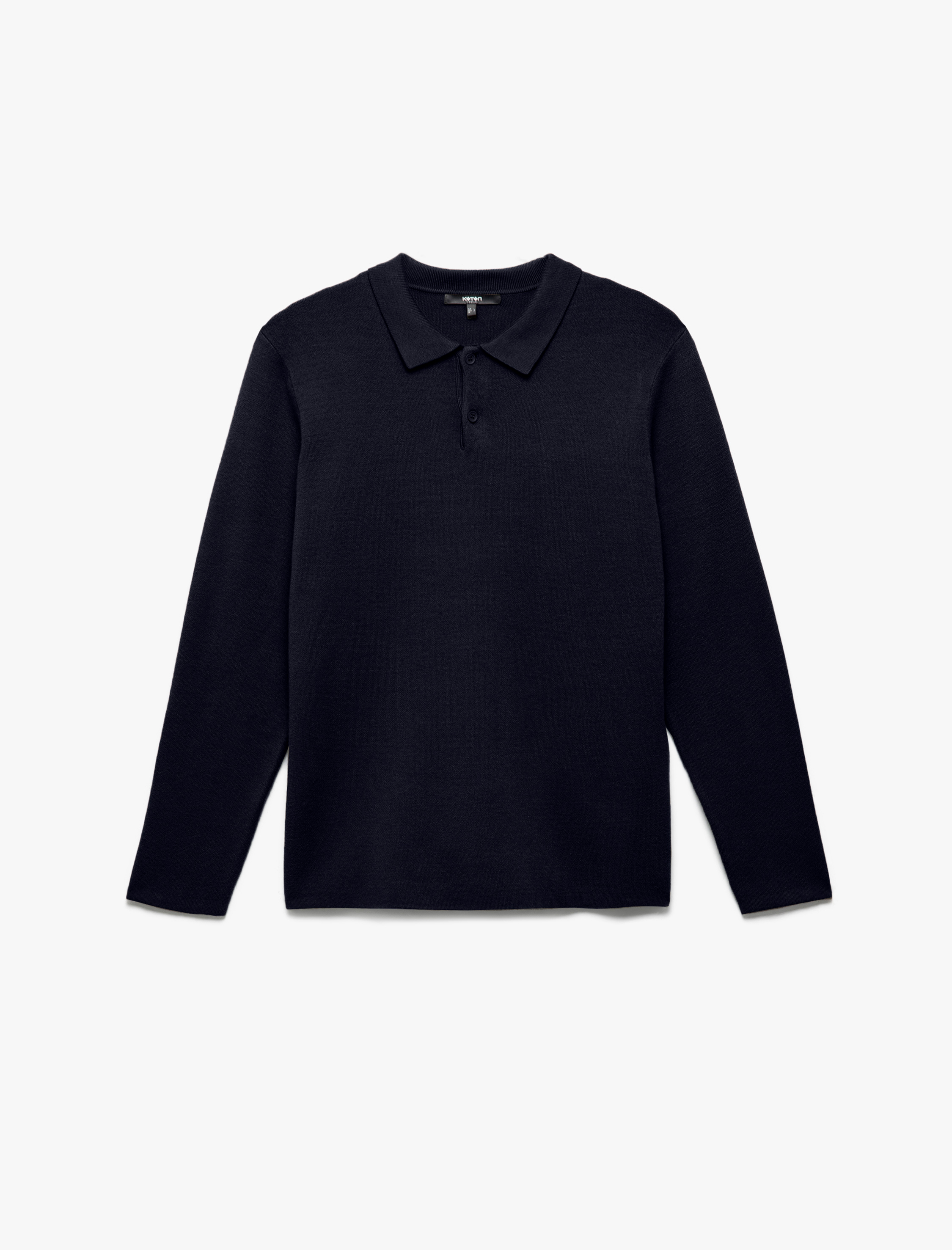   Uzun Kollu Düğmeli Polo Yaka Triko Kazak