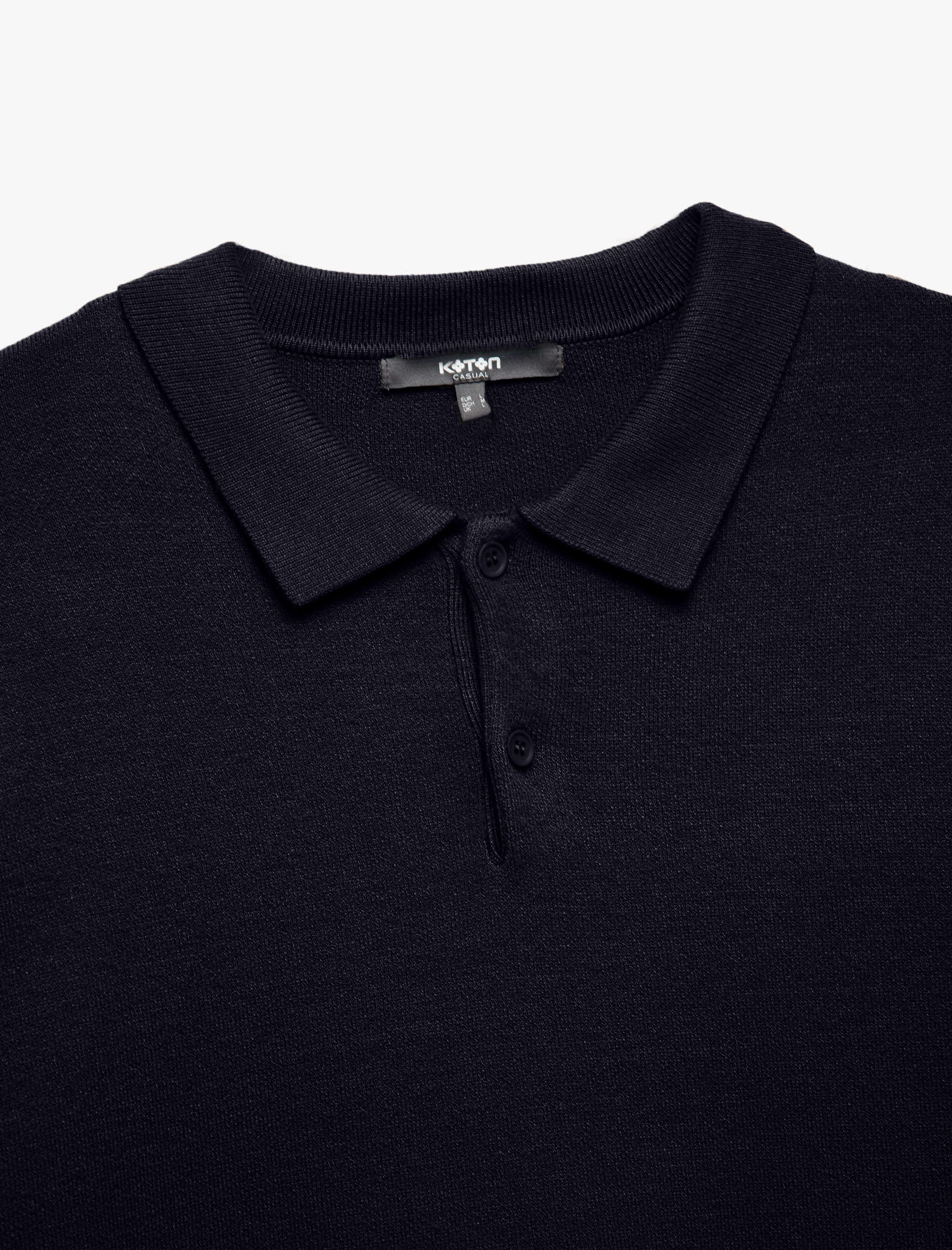   Uzun Kollu Düğmeli Polo Yaka Triko Kazak