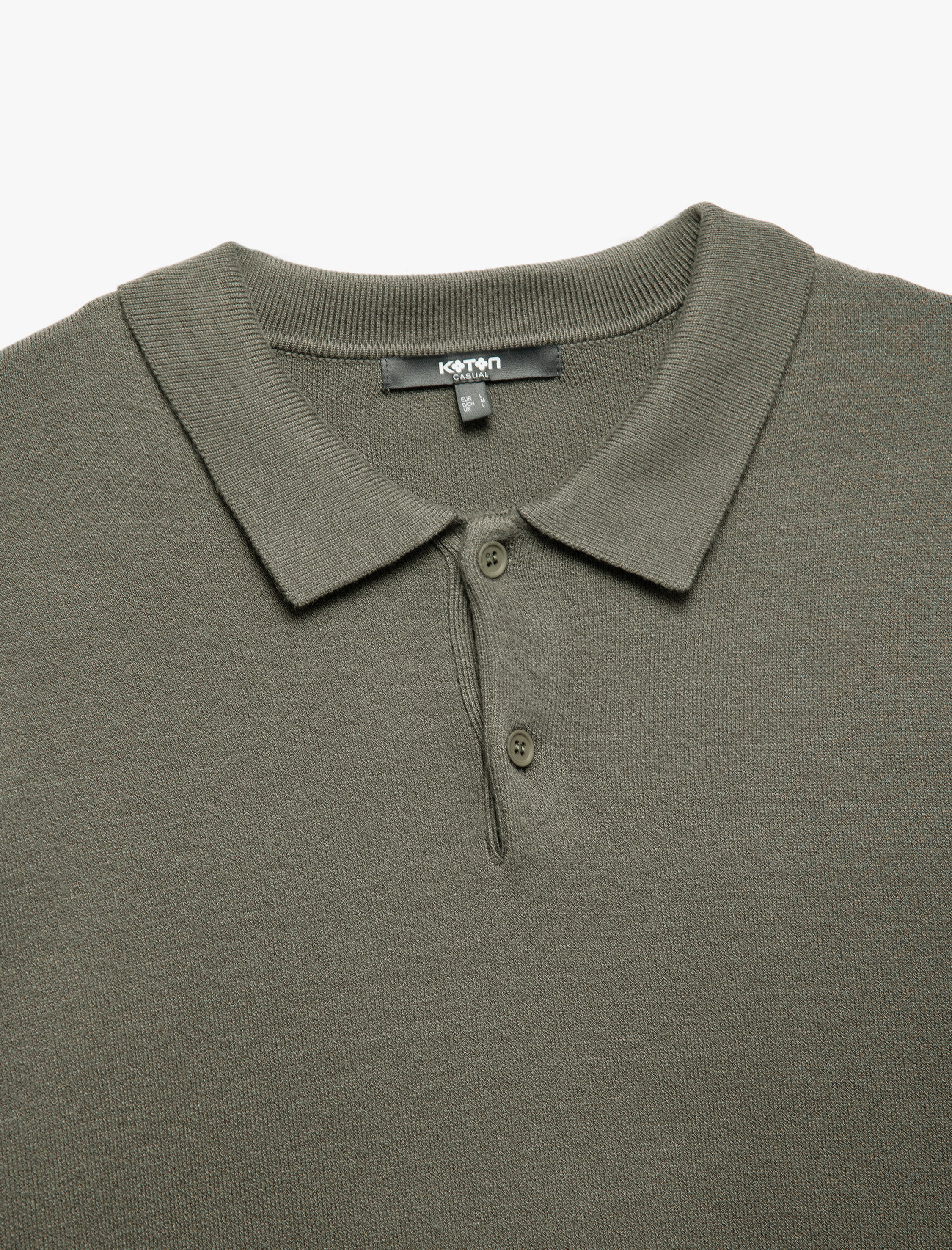   Uzun Kollu Düğmeli Polo Yaka Triko Kazak