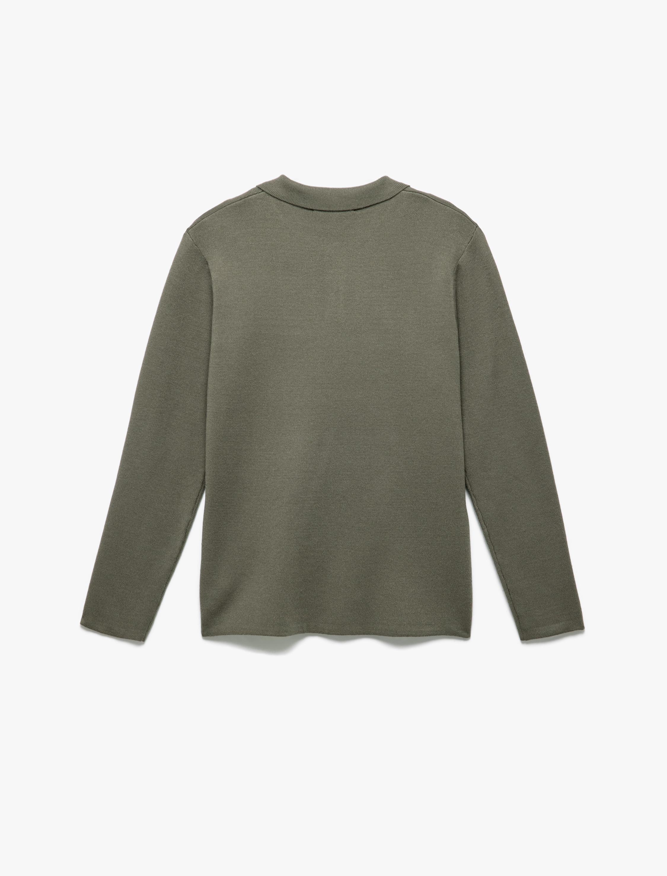   Uzun Kollu Düğmeli Polo Yaka Triko Kazak