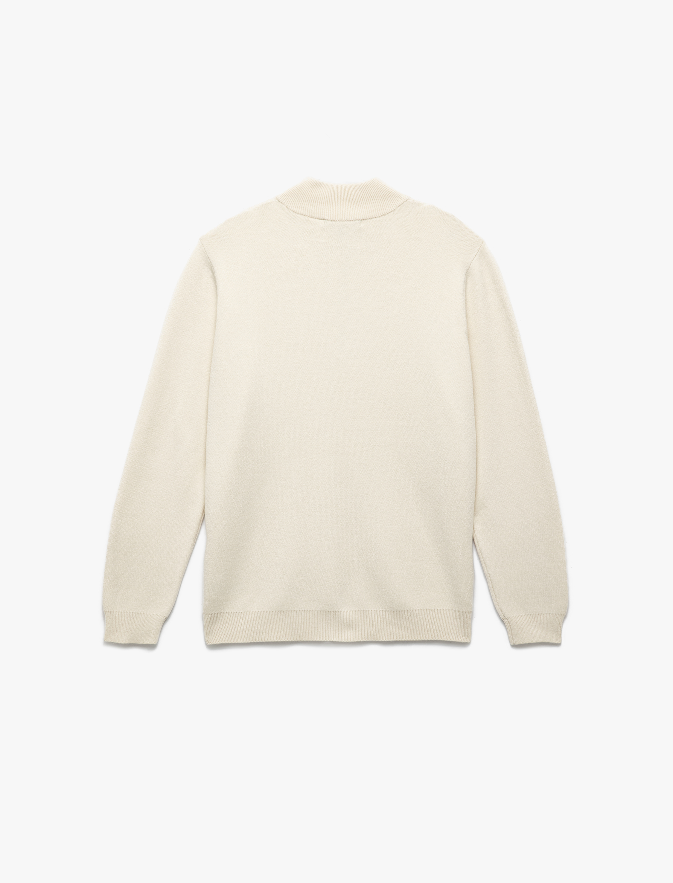   Uzun Kollu Viskon Karışımlı Yarım Fermuarlı Triko Kazak