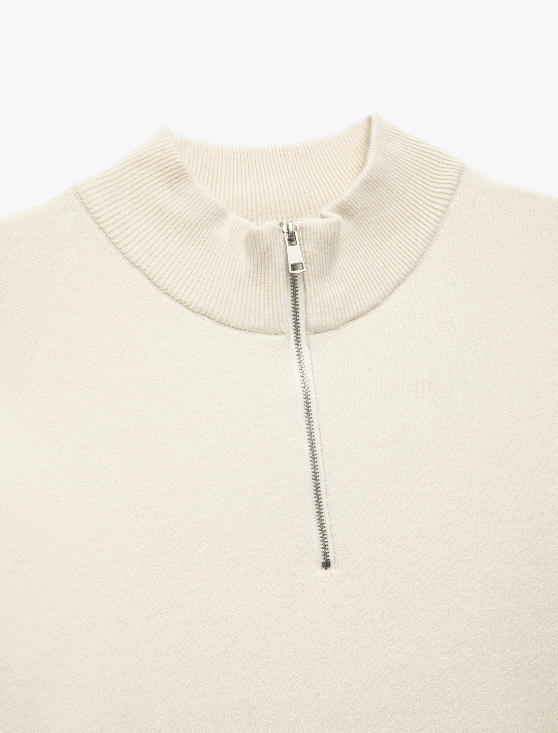   Uzun Kollu Viskon Karışımlı Yarım Fermuarlı Triko Kazak