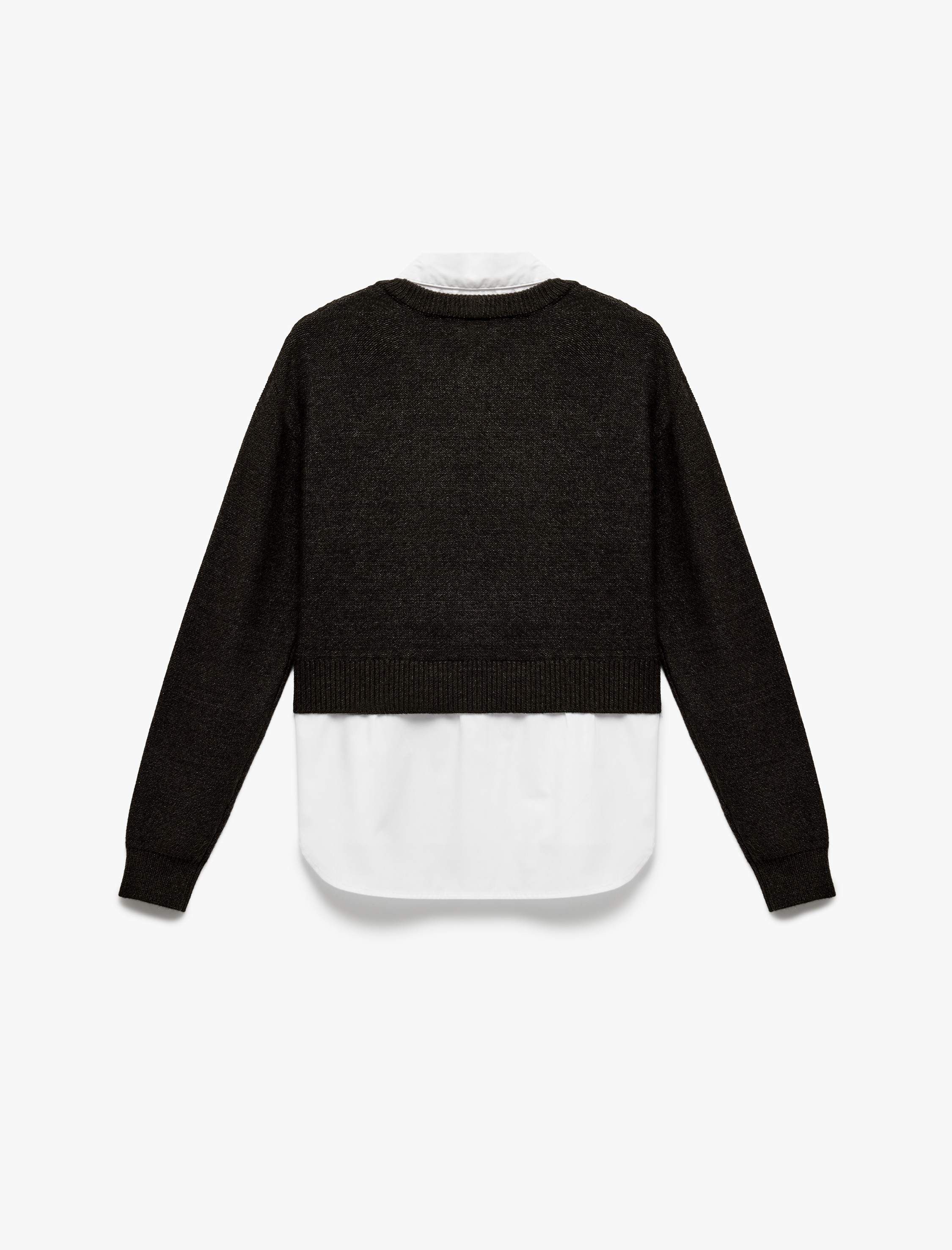   Uzun Kollu Gömlek Yaka Saç Örgü Dokulu Viskon Karışımlı Kazak