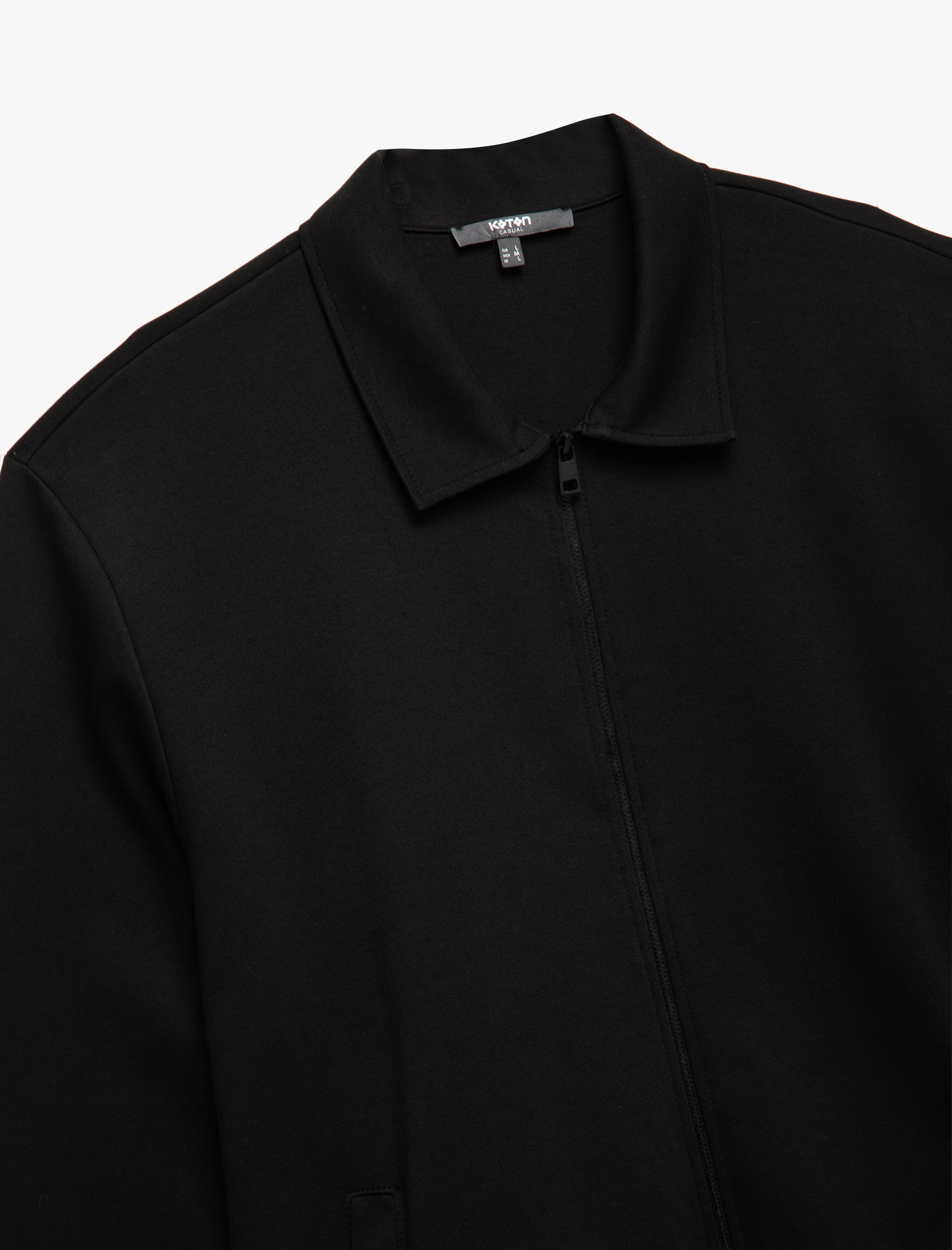   Uzun Kollu Pamuklu Cep Detaylı Gömlek Yaka Fermuarlı Mevsimlik Ceket