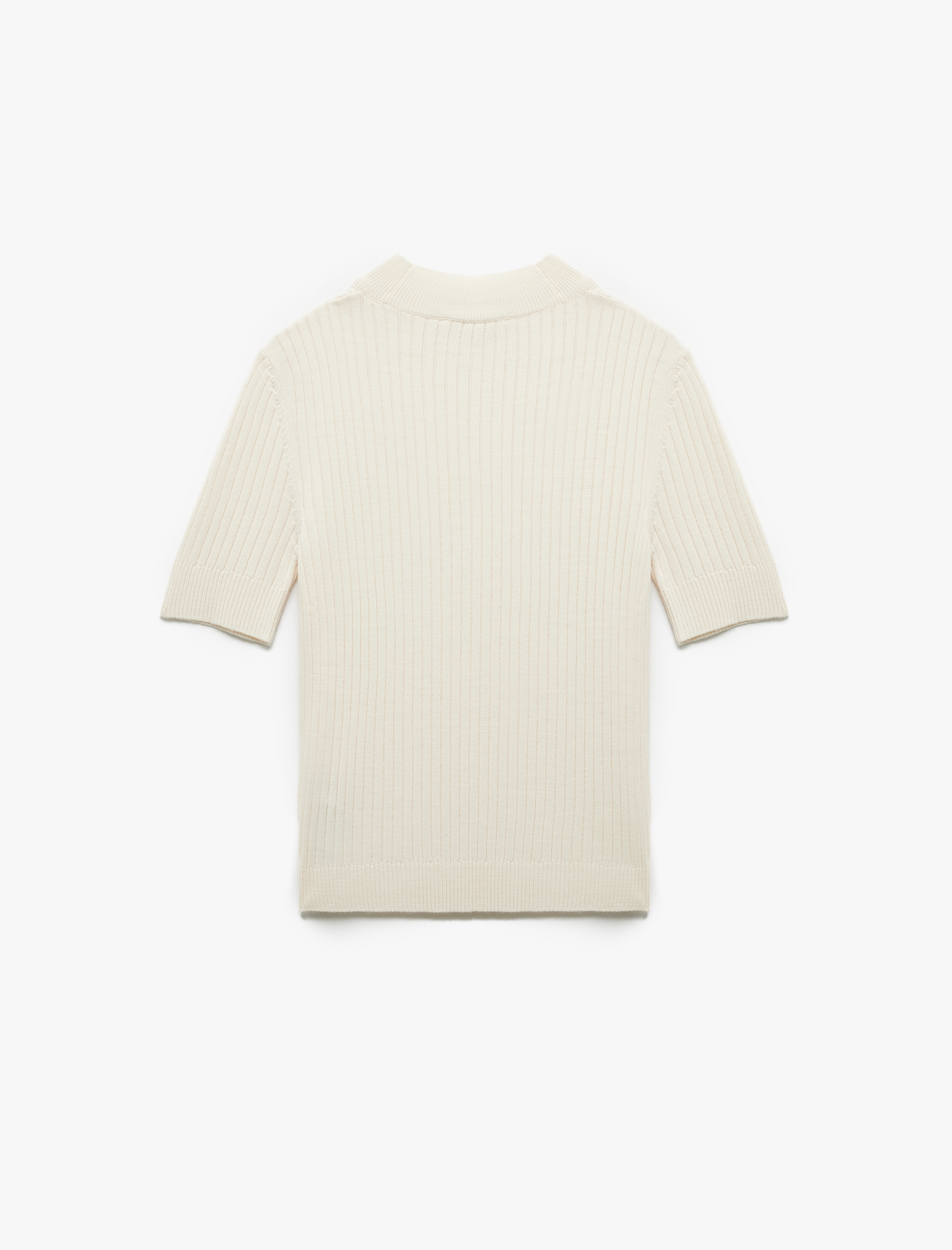   Dik Yaka Kısa Kollu Triko Kazak