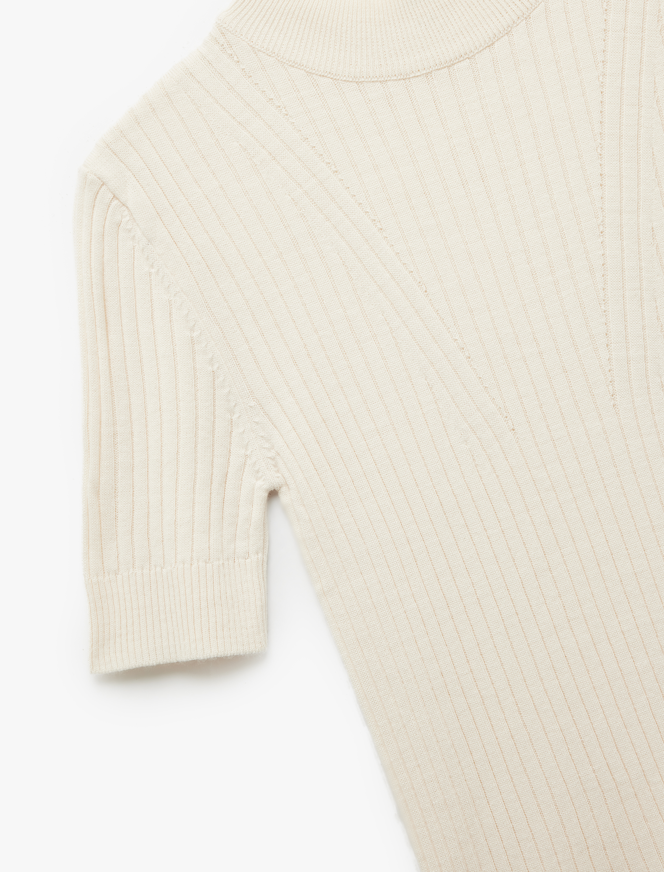   Dik Yaka Kısa Kollu Triko Kazak