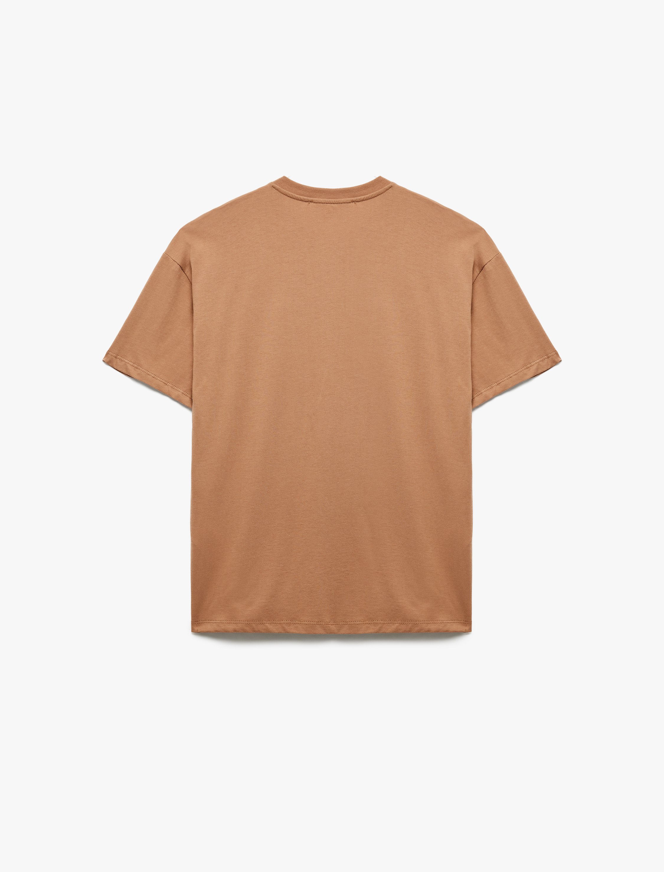 Kısa Kollu Bisiklet Yaka Pamuklu Ayıcık Baskılı Oversize Tişört