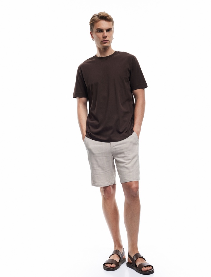  Pamuklu Kısa Kollu Regular Fit Bisiklet Yaka Basic Tişört