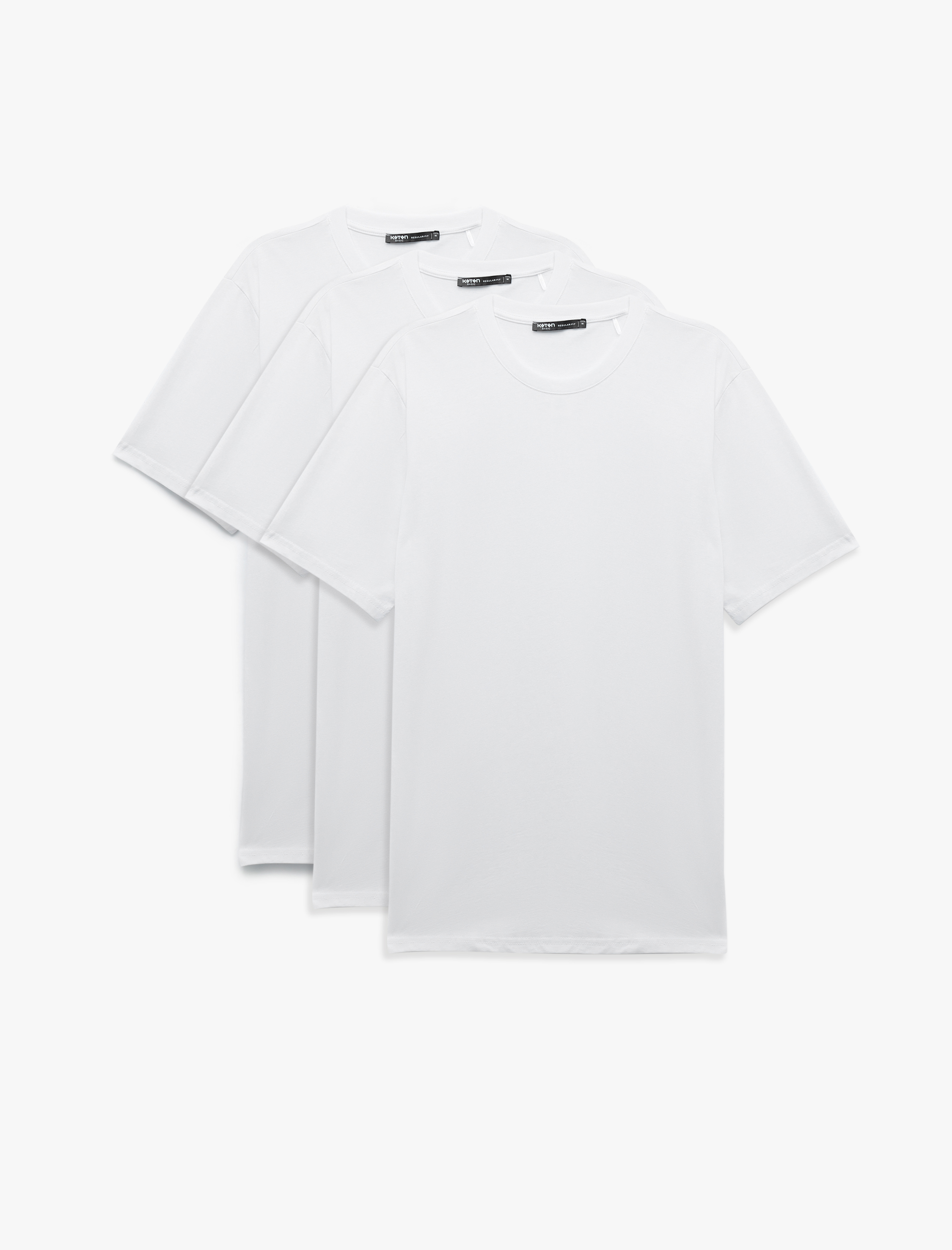   Regular Fit Kısa Kollu Bisiklet Yaka Pamuklu 3'lü Basic Tişört Seti