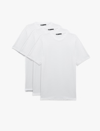 Regular Fit Kısa Kollu Bisiklet Yaka Pamuklu 3'lü Basic Tişört Seti