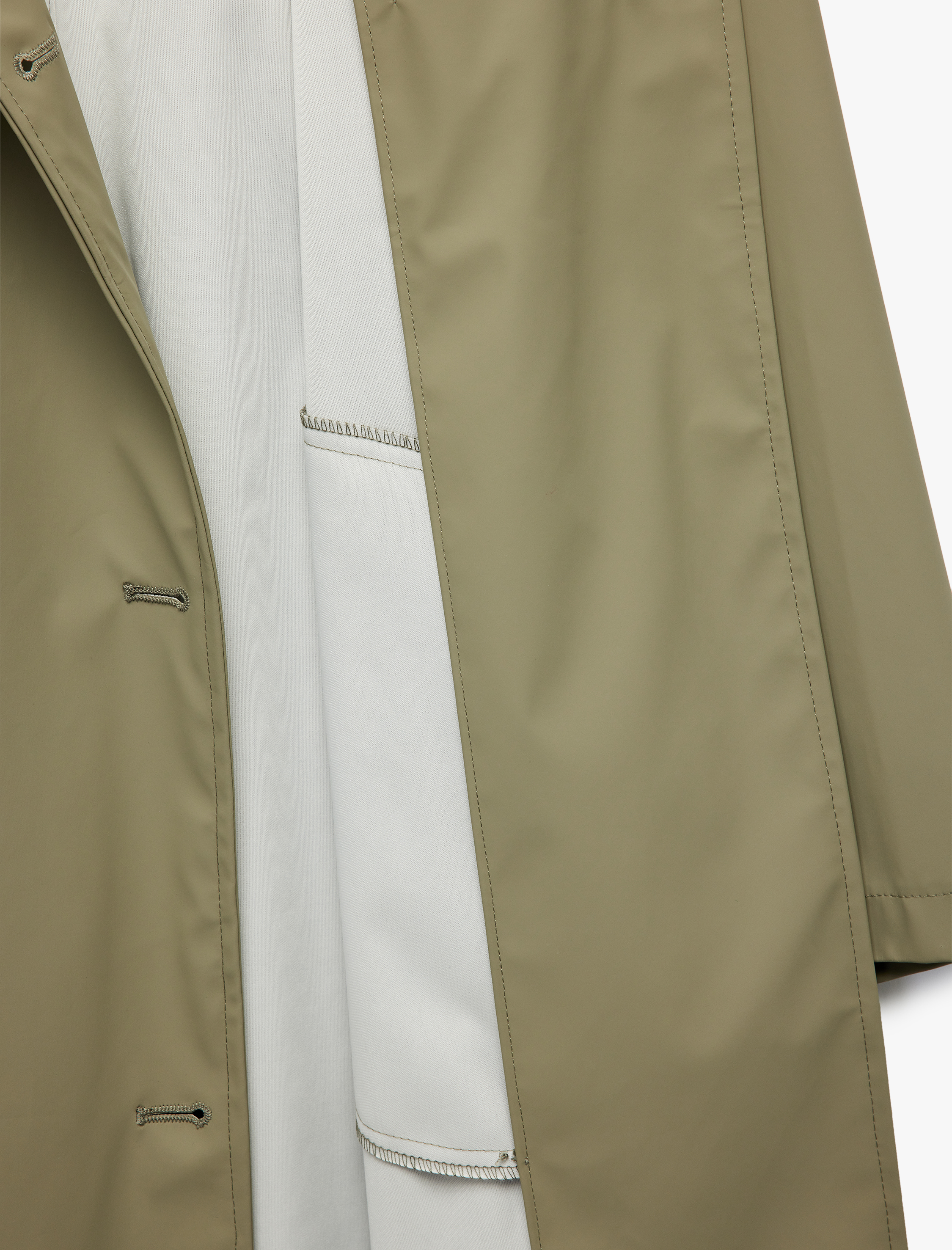   Düğmeli Kemer Detaylı Kruvaze Yaka Çıkarılabilir Kapüşonlu Uzun Trençkot