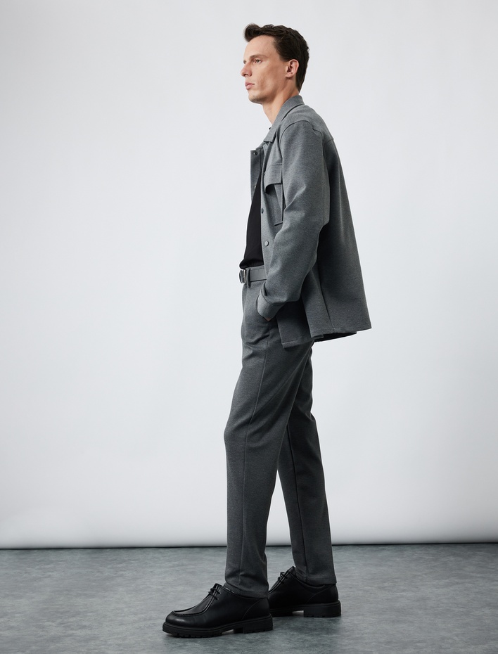  Cep Detaylı Düğmeli Slim Fit Kumaş Pantolon