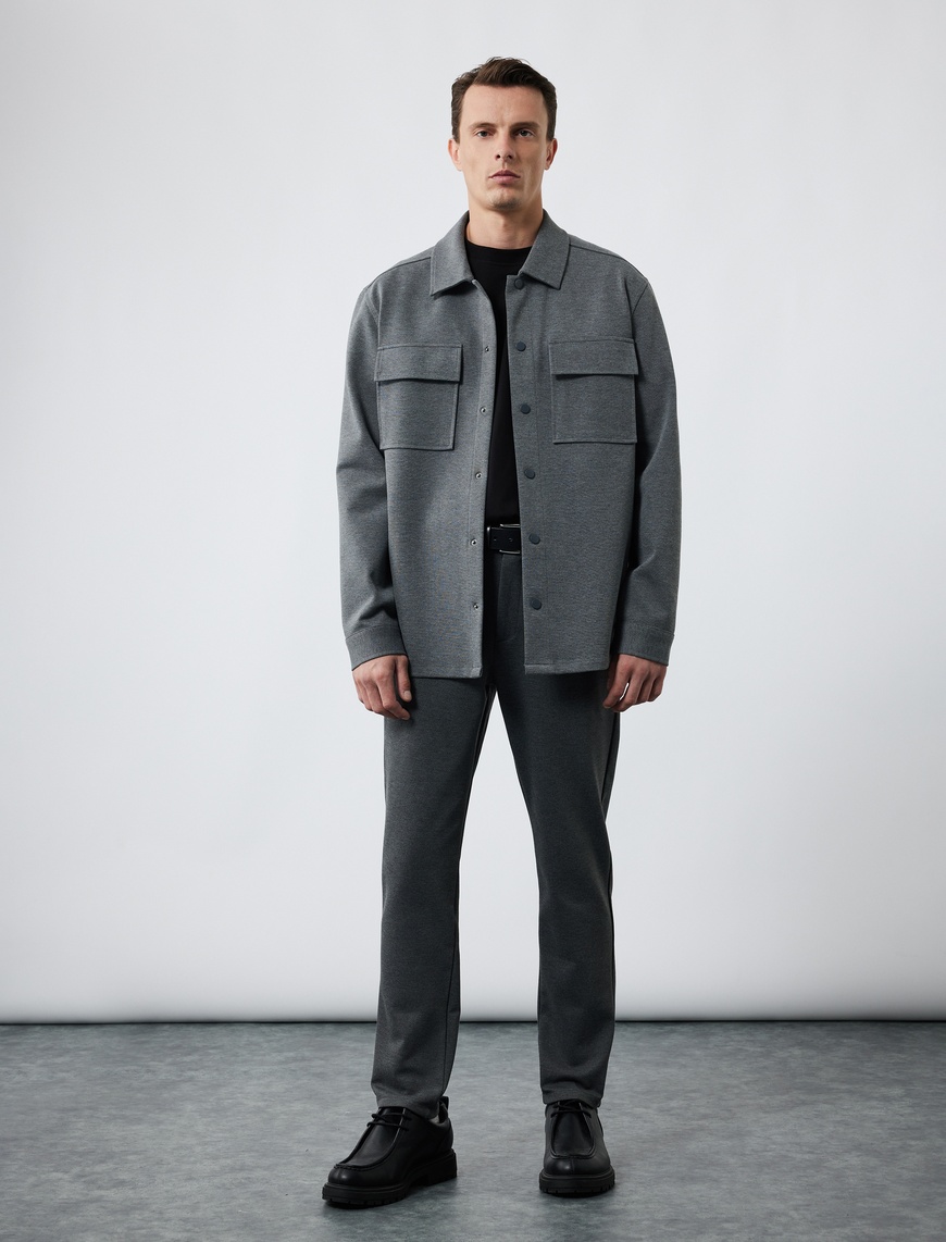   Cep Detaylı Düğmeli Slim Fit Kumaş Pantolon