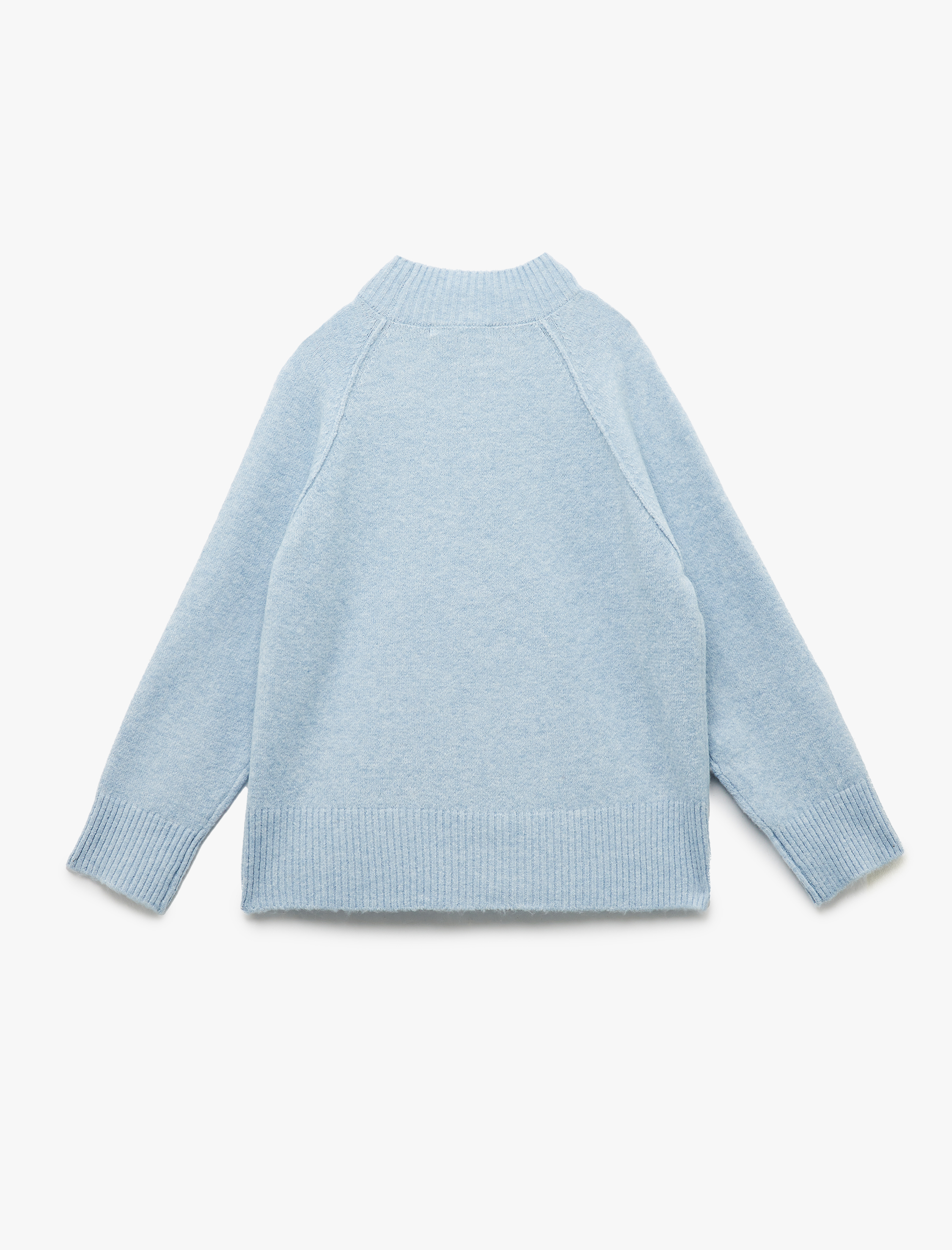   Dik Yaka Uzun Kollu Dikiş Detaylı Triko Kazak