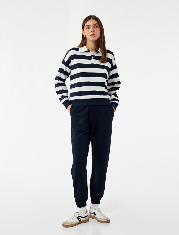  Beli Lastikli Yüksek Bel Cepli Rahat Kalıp Jogger Eşofman Altı