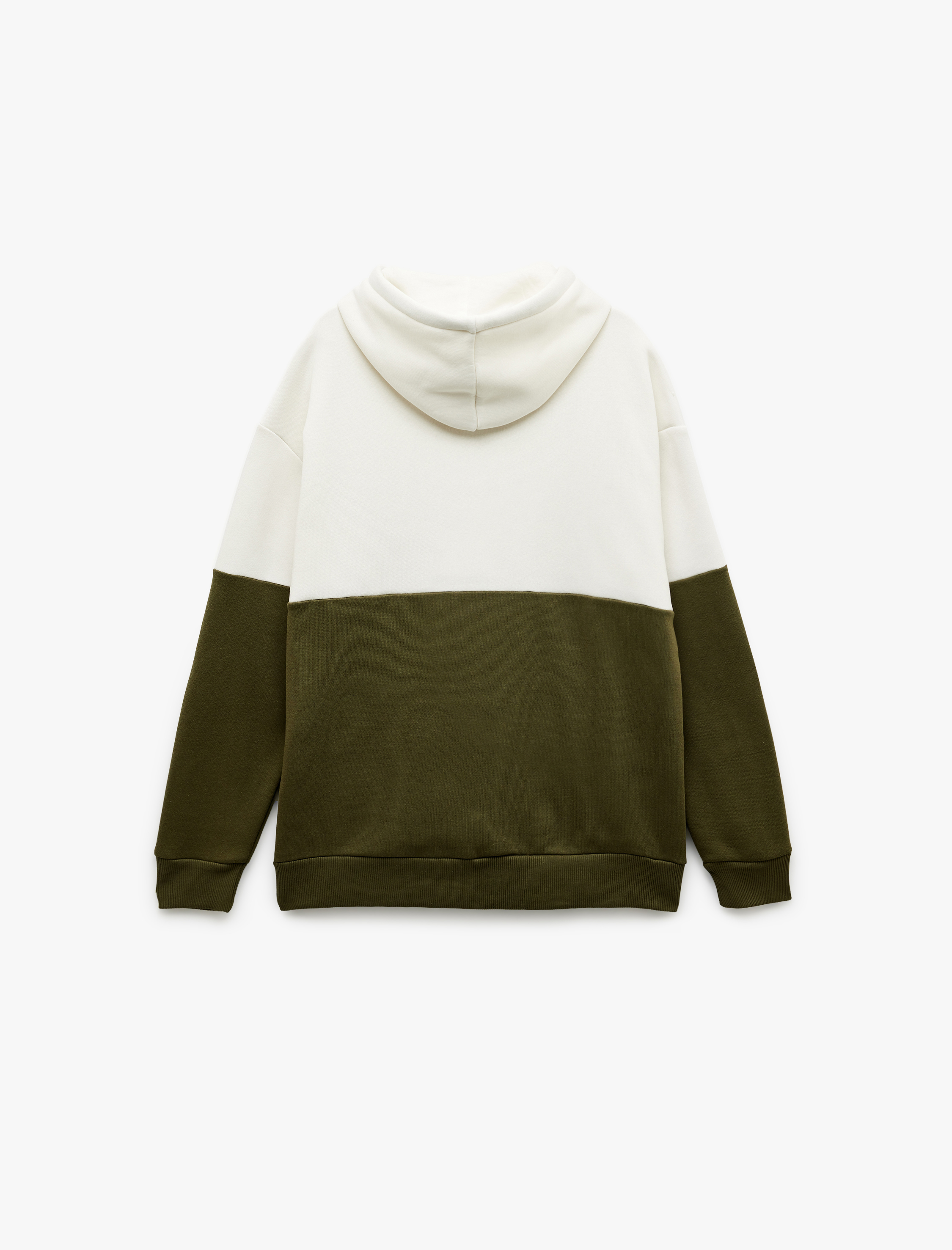   Kapşonlu Renk Bloklu Pamuklu Şardonlu Oversize Kanguru Cepli Hoodie