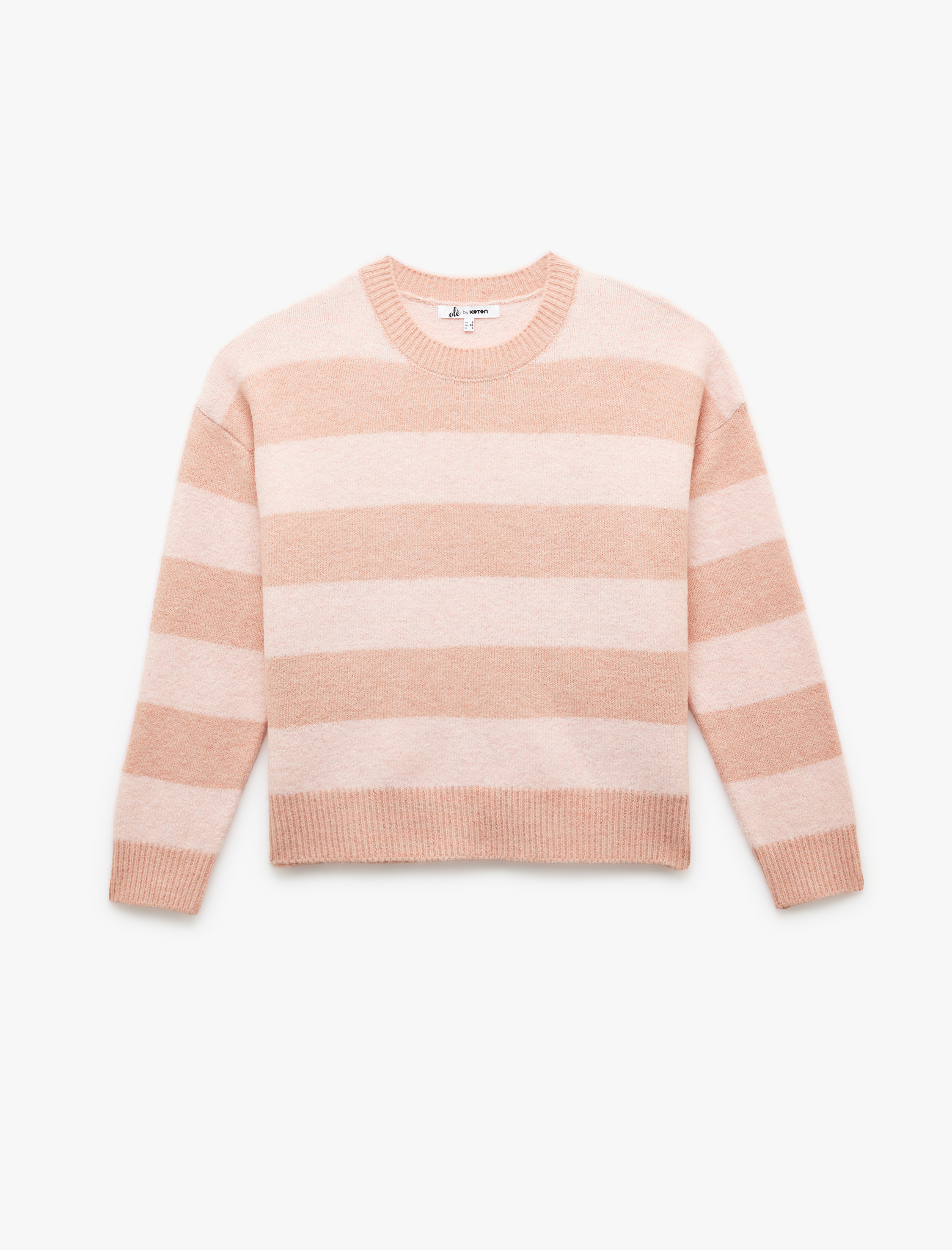   Uzun Kollu Bisiklet Yaka Çizgili Triko Kazak