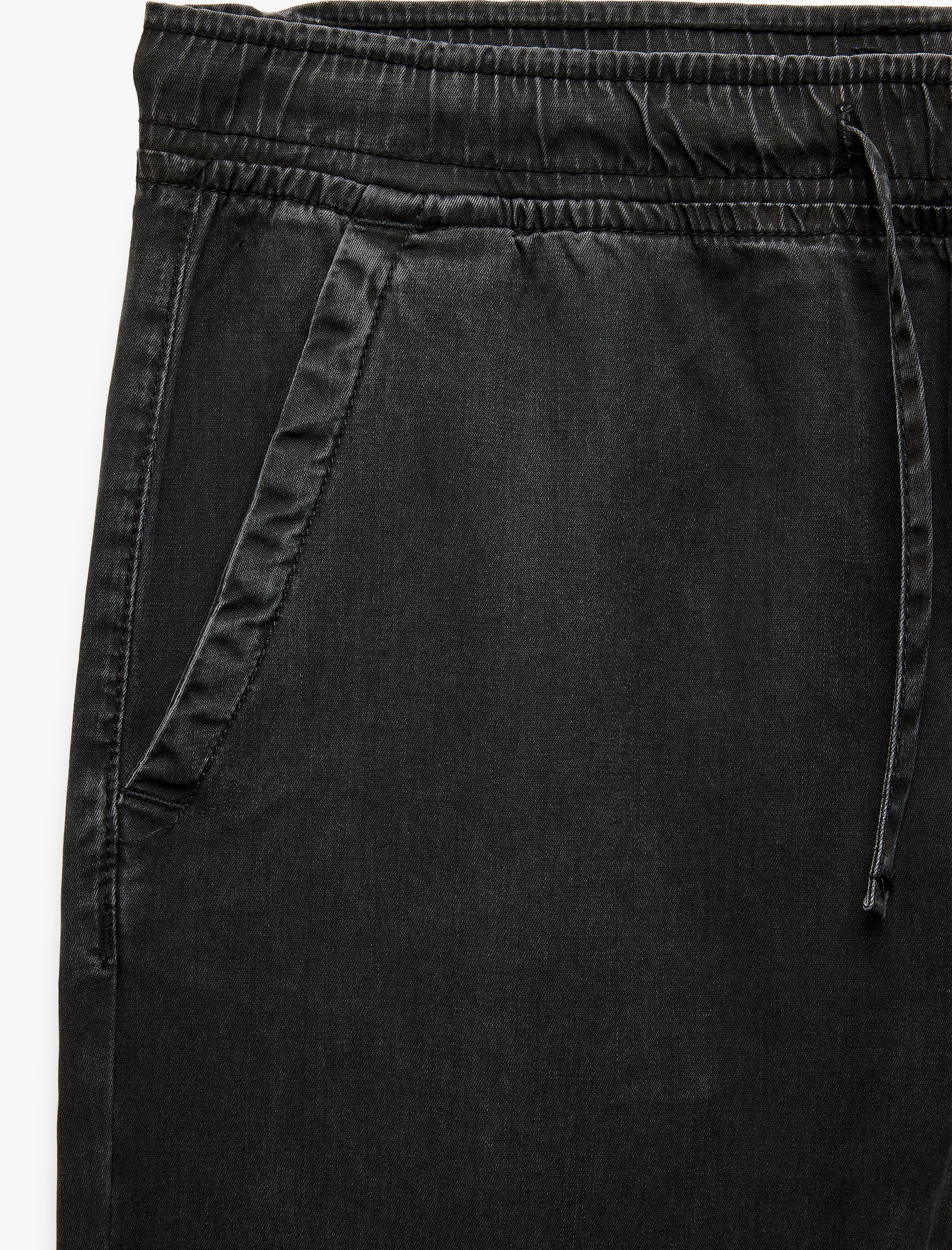   Beli Bağcıklı Cep Detaylı Loose Fit Bol Jean Pantolon