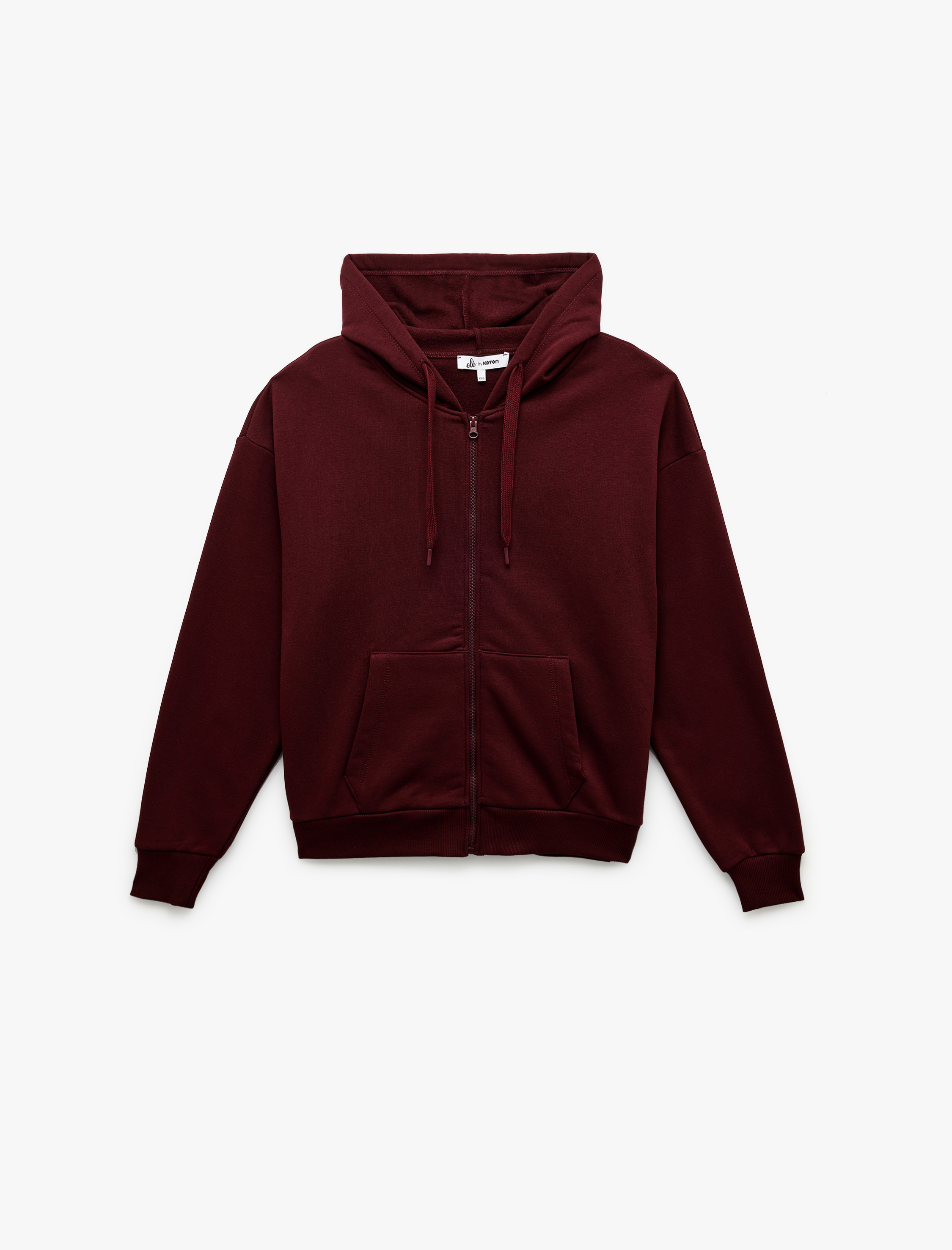   Şardonlu Kanguru Cep Detaylı Kapüşonlu Fermuarlı Oversize Sweatshirt