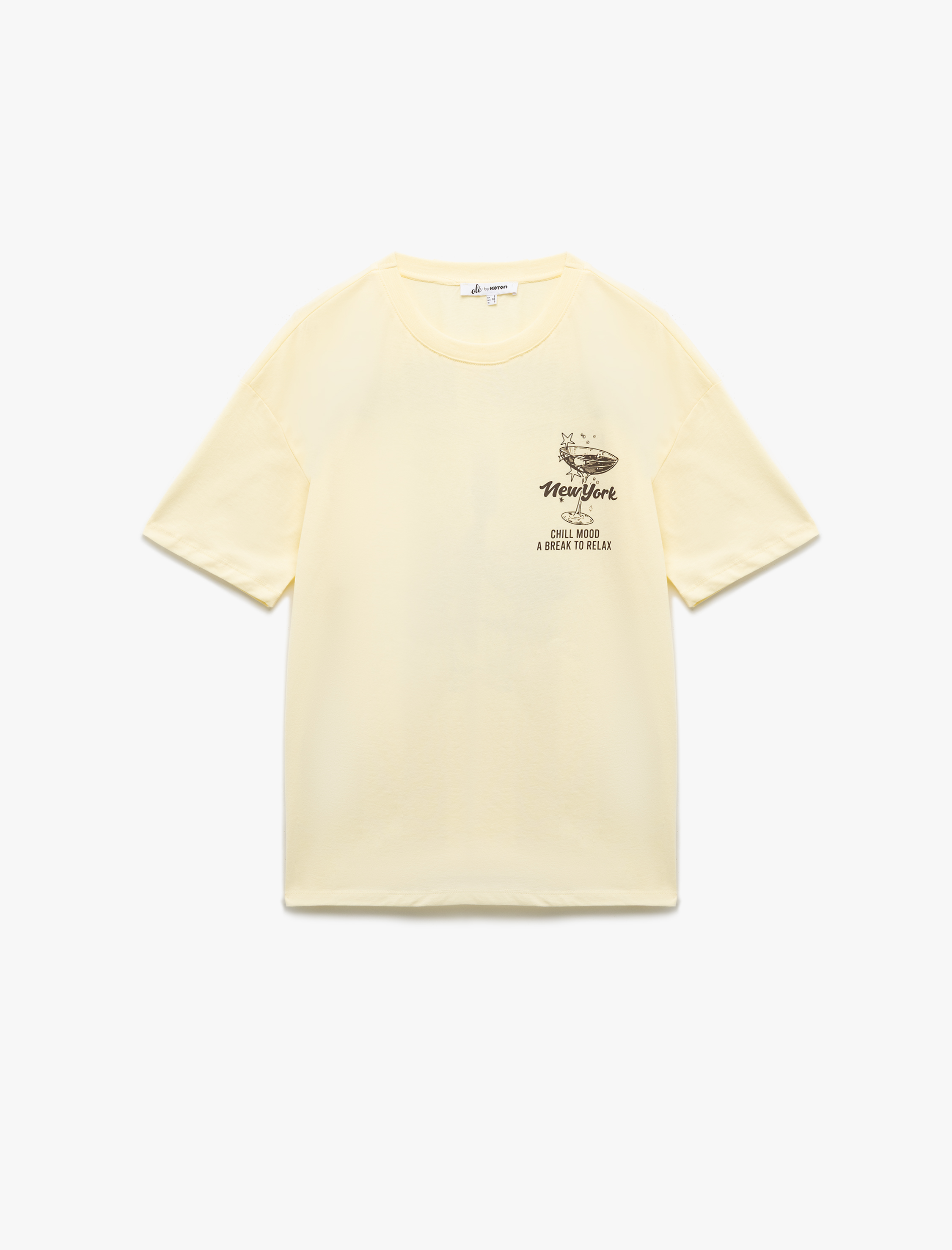   Kısa Kollu Bisiklet Yaka Oversize Arkası Baskılı Tişört