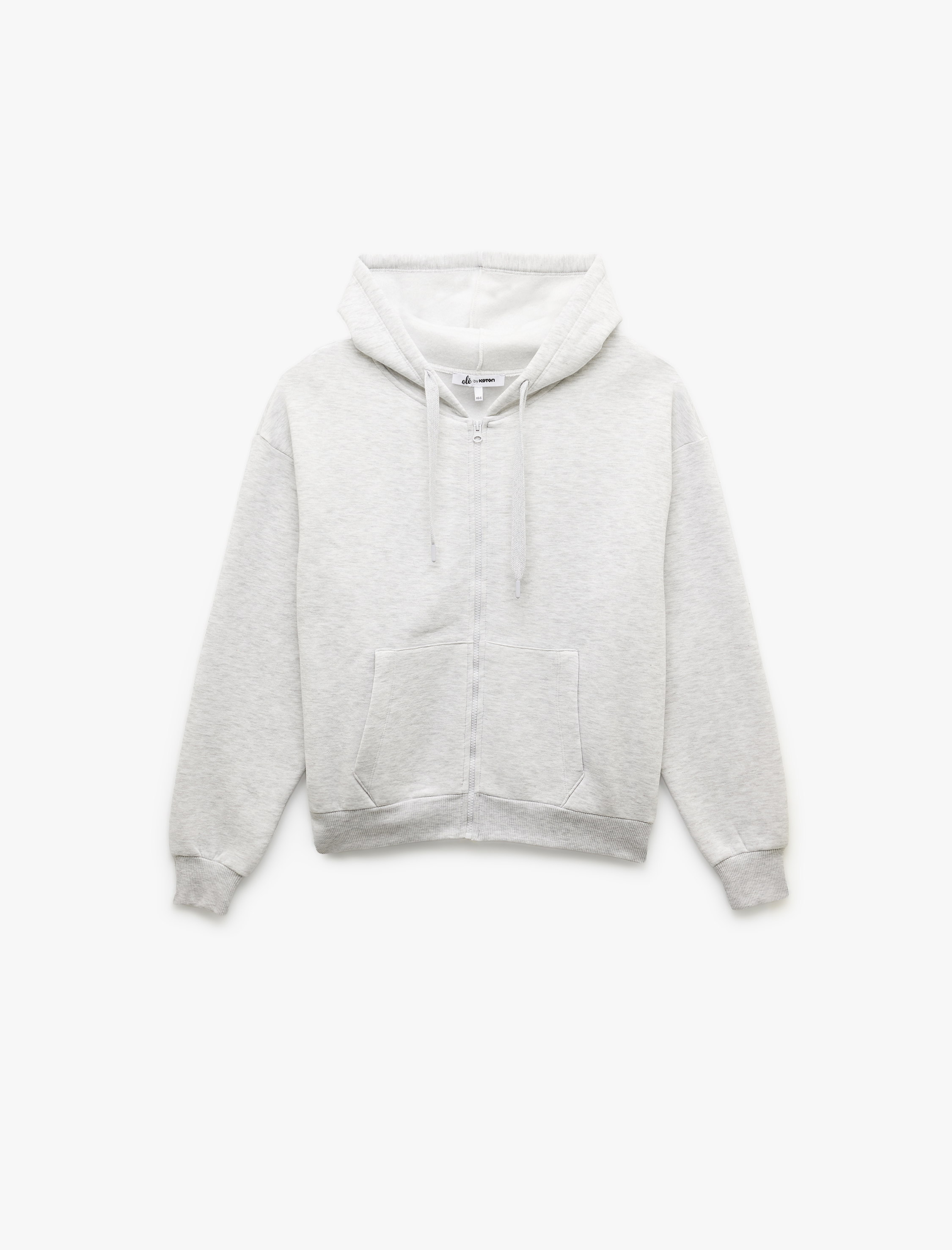   Şardonlu Uzun Kollu Kapüşonlu Kanguru Cepli Oversize Fermuarlı Sweatshirt