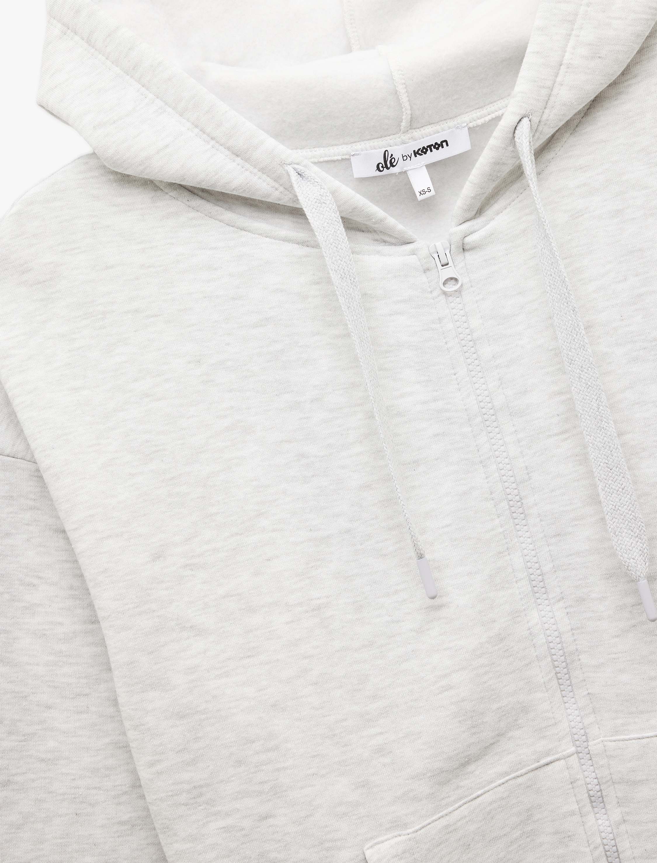   Şardonlu Uzun Kollu Kapüşonlu Kanguru Cepli Oversize Fermuarlı Sweatshirt