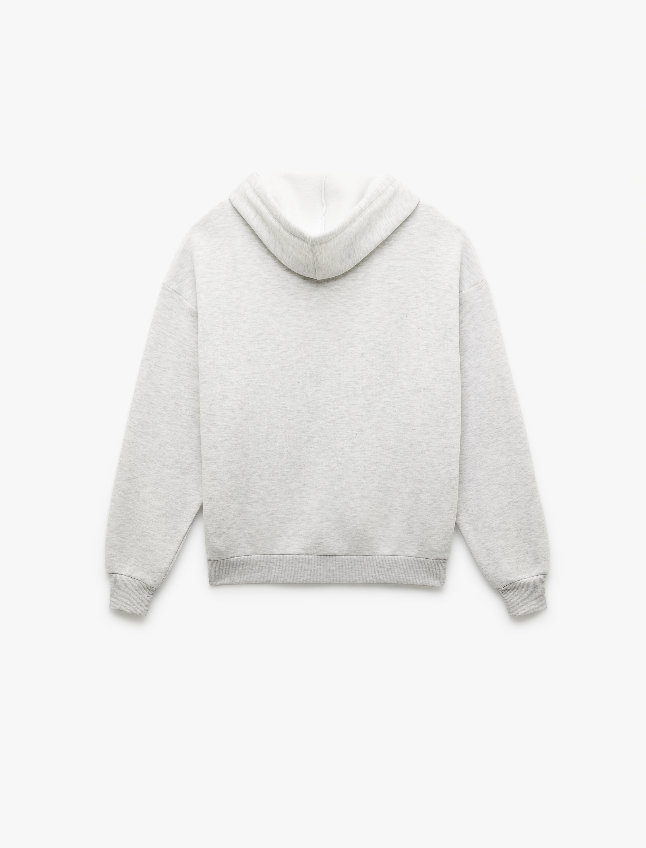   Şardonlu Uzun Kollu Kapüşonlu Kanguru Cepli Oversize Fermuarlı Sweatshirt