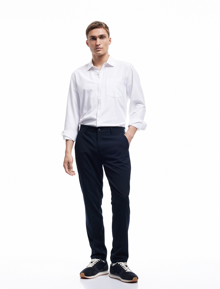  Normal Bel Slim Fit Düğmeli Cep Detaylı Kumaş Pantolon
