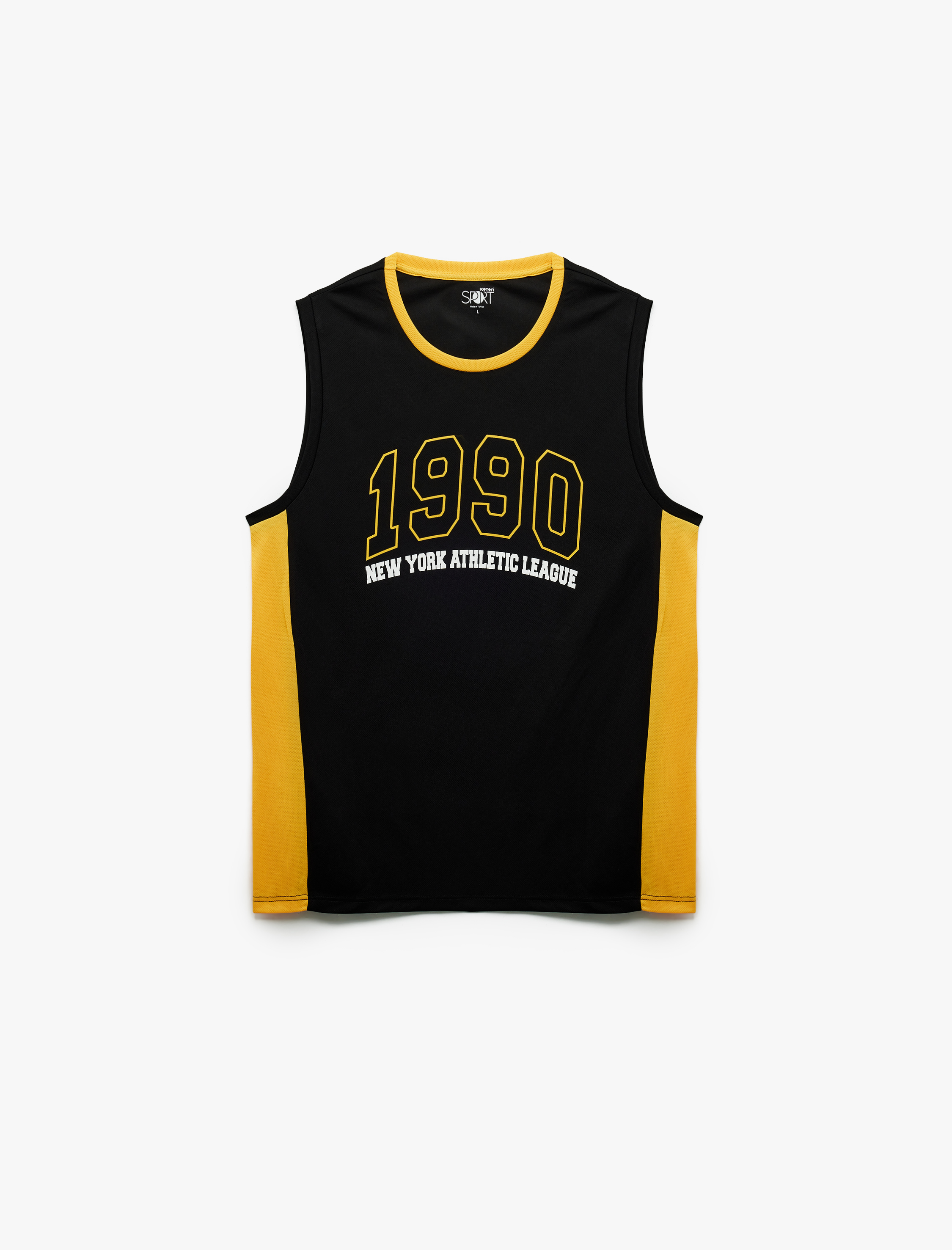   Kolsuz Bisiklet Yaka Renk Kontrastlı Kolej Baskılı Spor Atleti