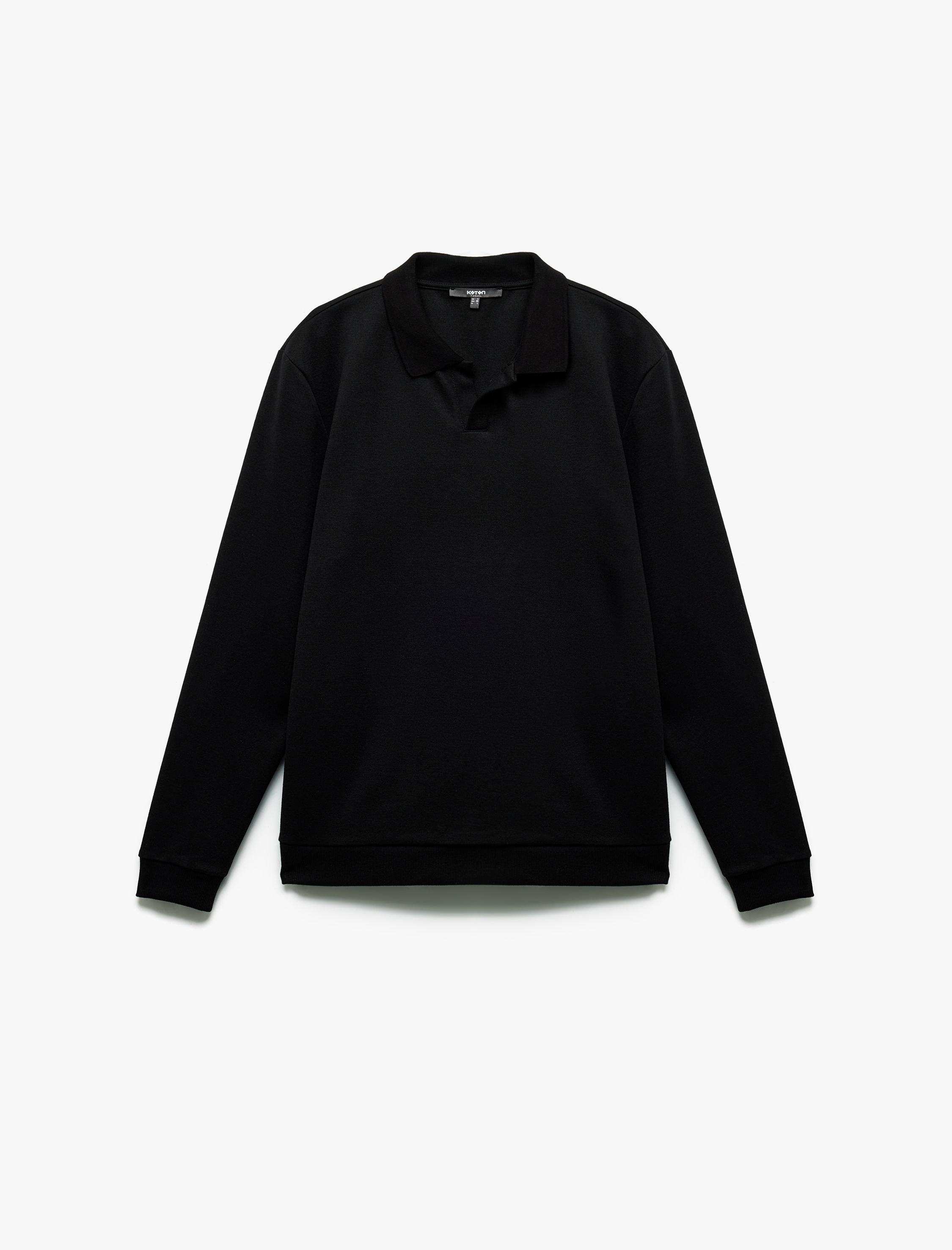   Pike Kumaş Polo Yaka Uzun Kollu Basic Sweatshirt