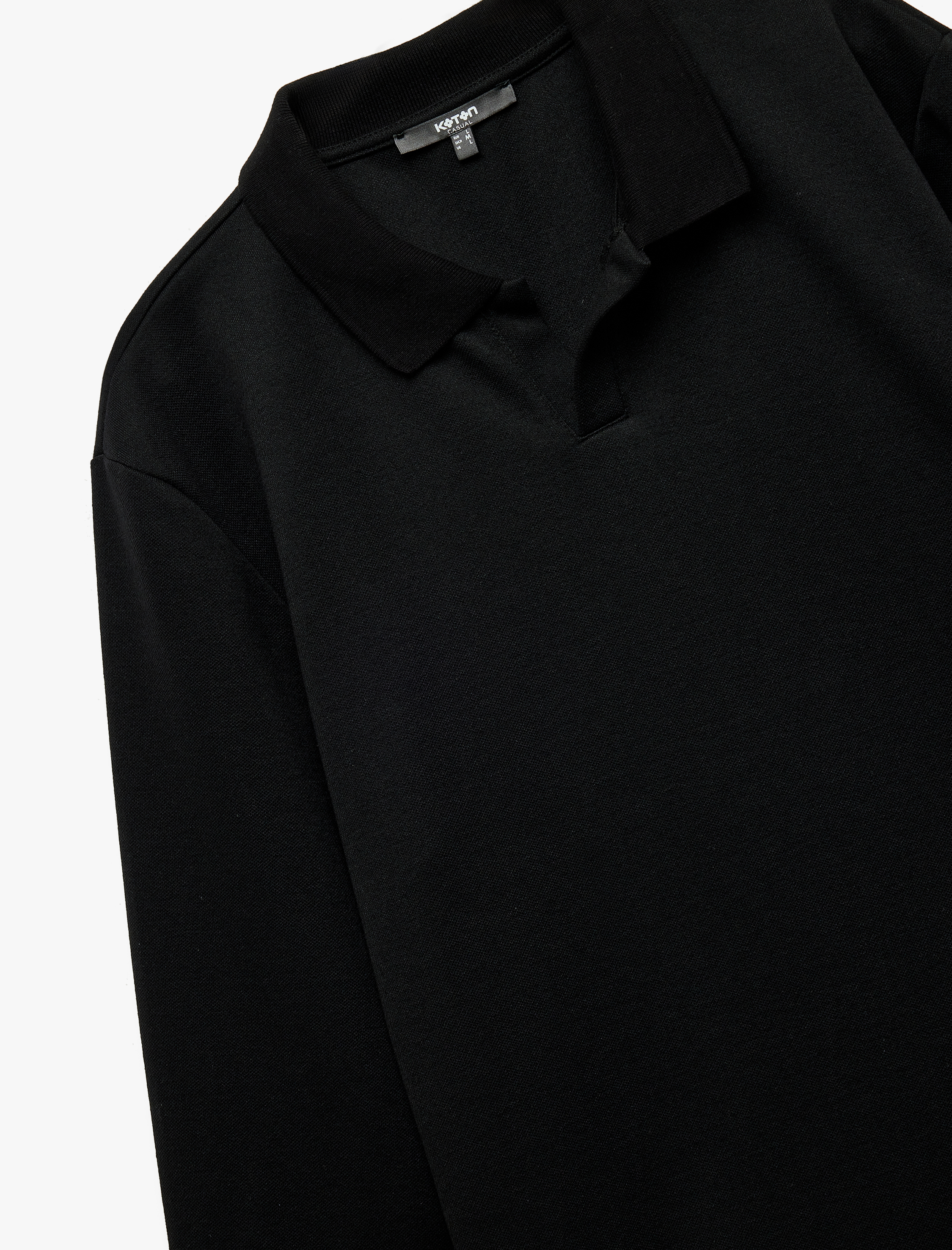   Pike Kumaş Polo Yaka Uzun Kollu Basic Sweatshirt