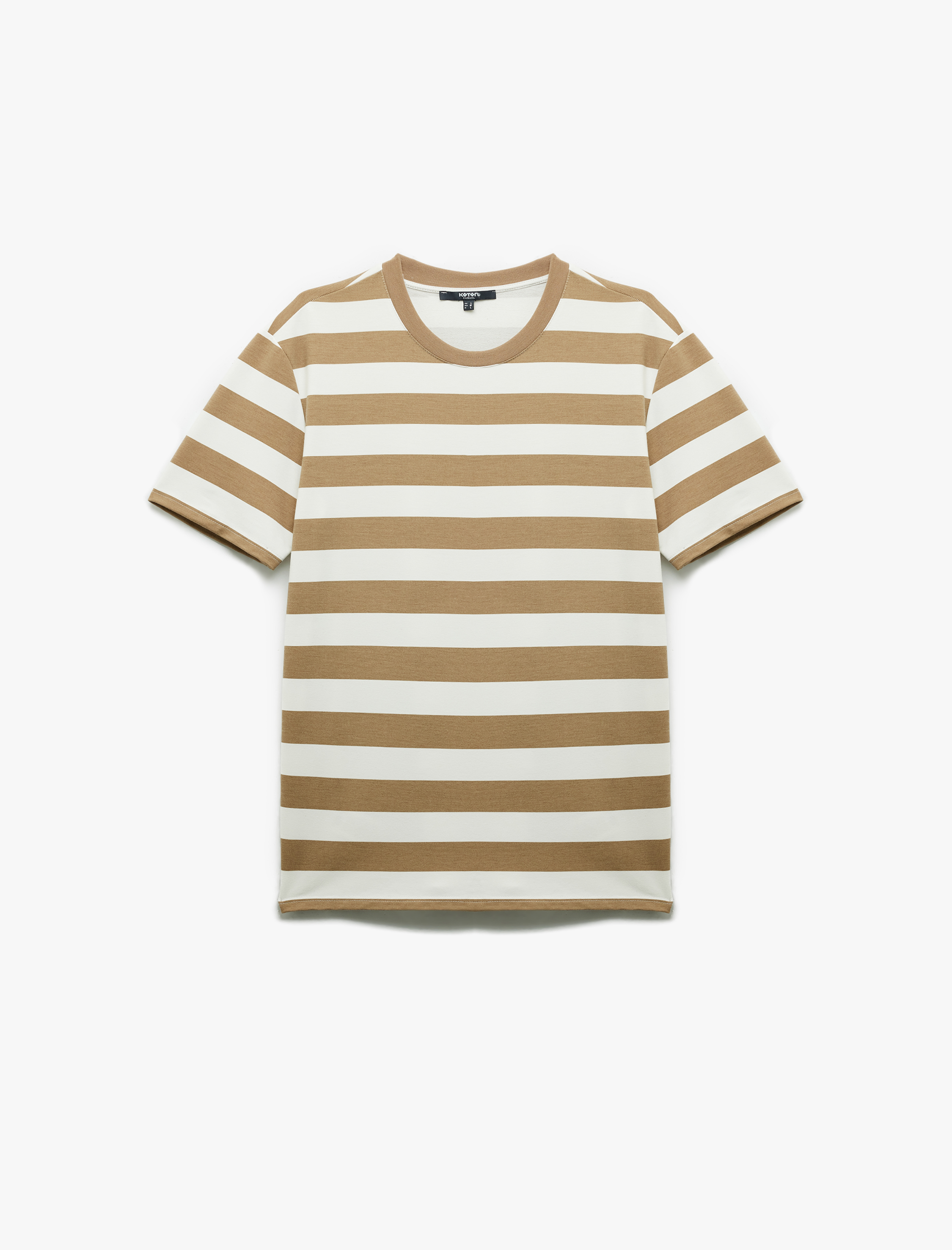   Regular Fit Kısa Kollu Tok Kumaş Çizgili Bisiklet Yaka Tişört